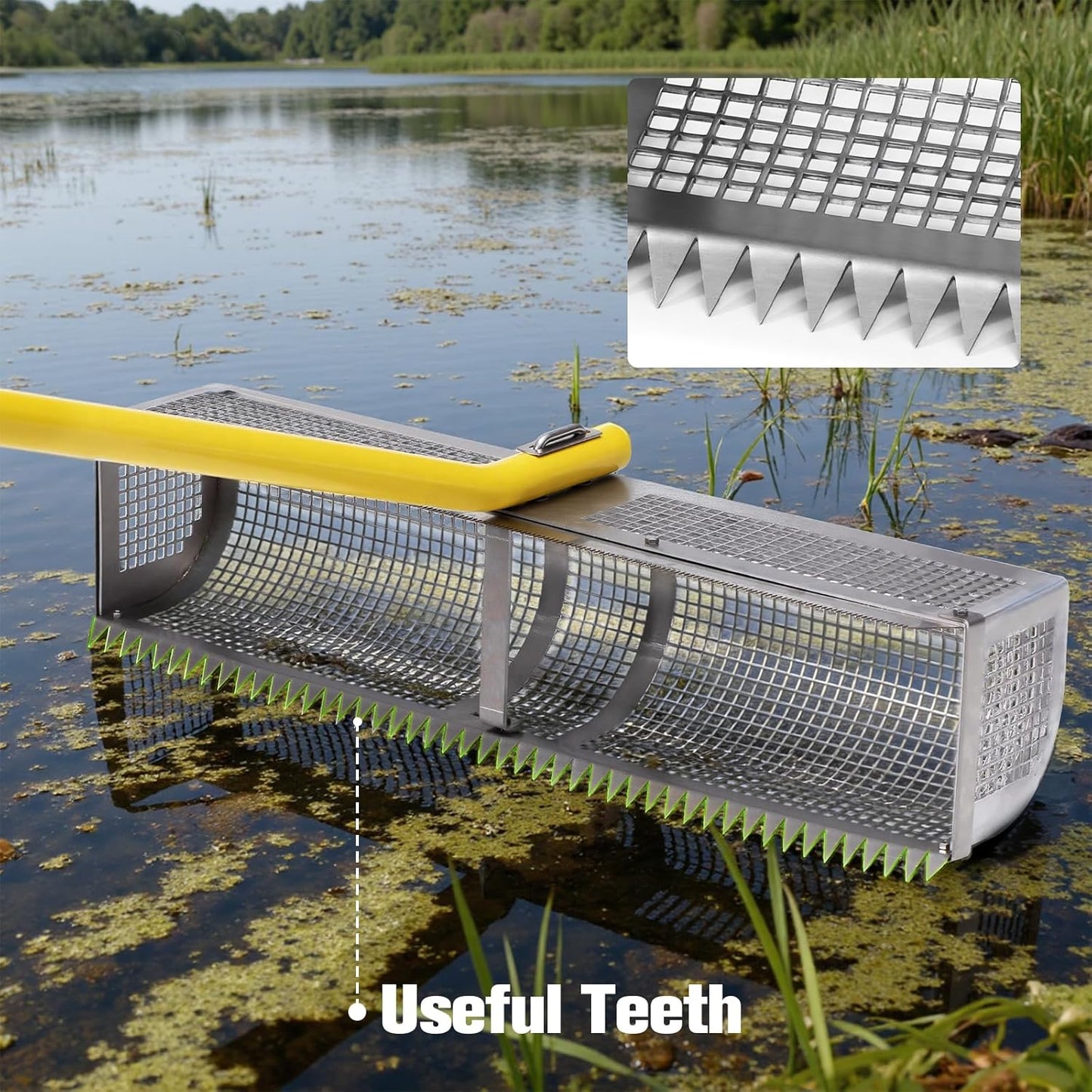 28'' Aluminum Debris Collector for Lake & Ponds, Yellow.