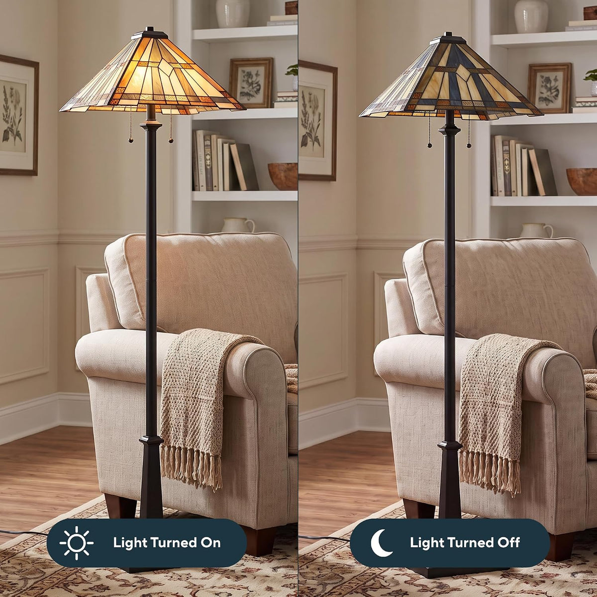 Quoizel Winchester 62" Matte Black Tiffany-Style Floor Lamp