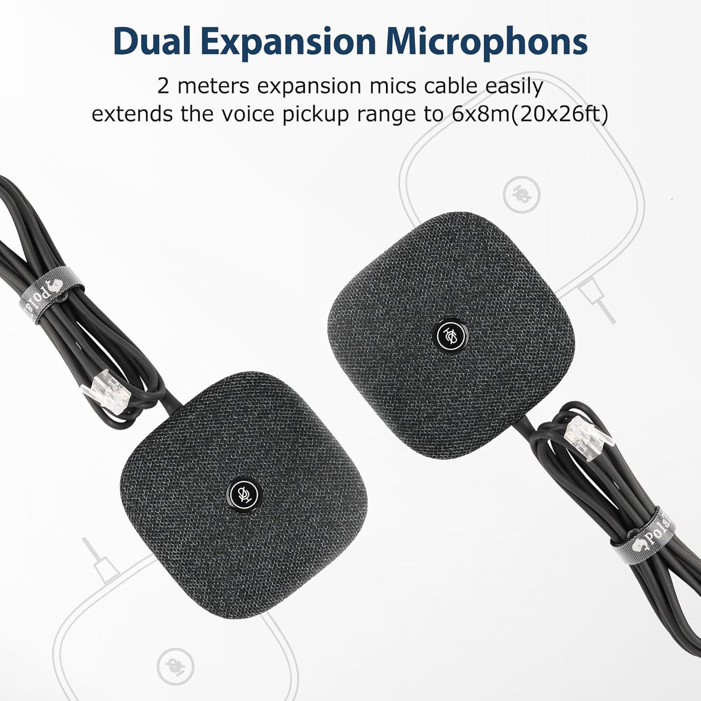 Conference Speaker and Microphone, Bluetooth/USB Speakerphone with 2 Expansion Mics, 360 Enhanced Voice Picku