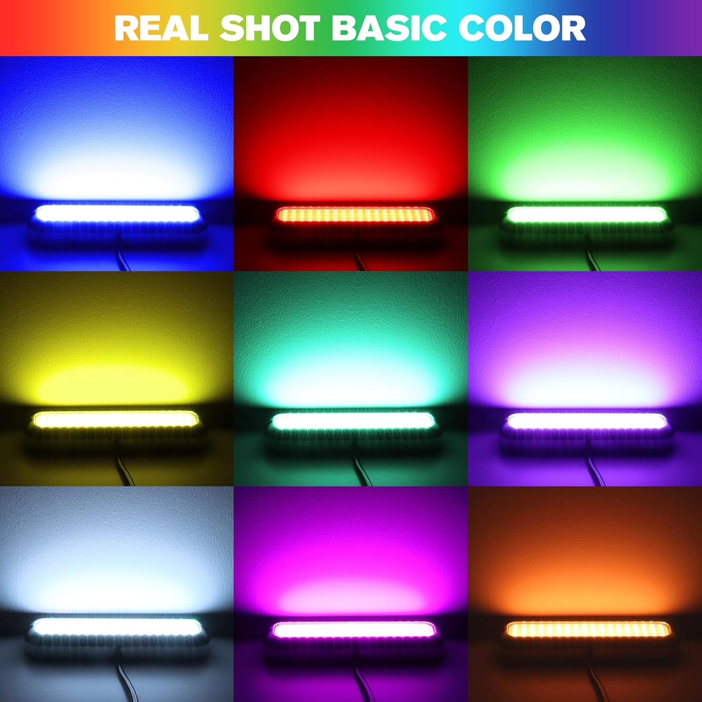 HUSUKU GT3 RGB Boat LED Light Underwater Marine Color Light Kit, 6000 LM 12 V 60 W 72 LED IP68 Waterproof, All-Metal, Wirel