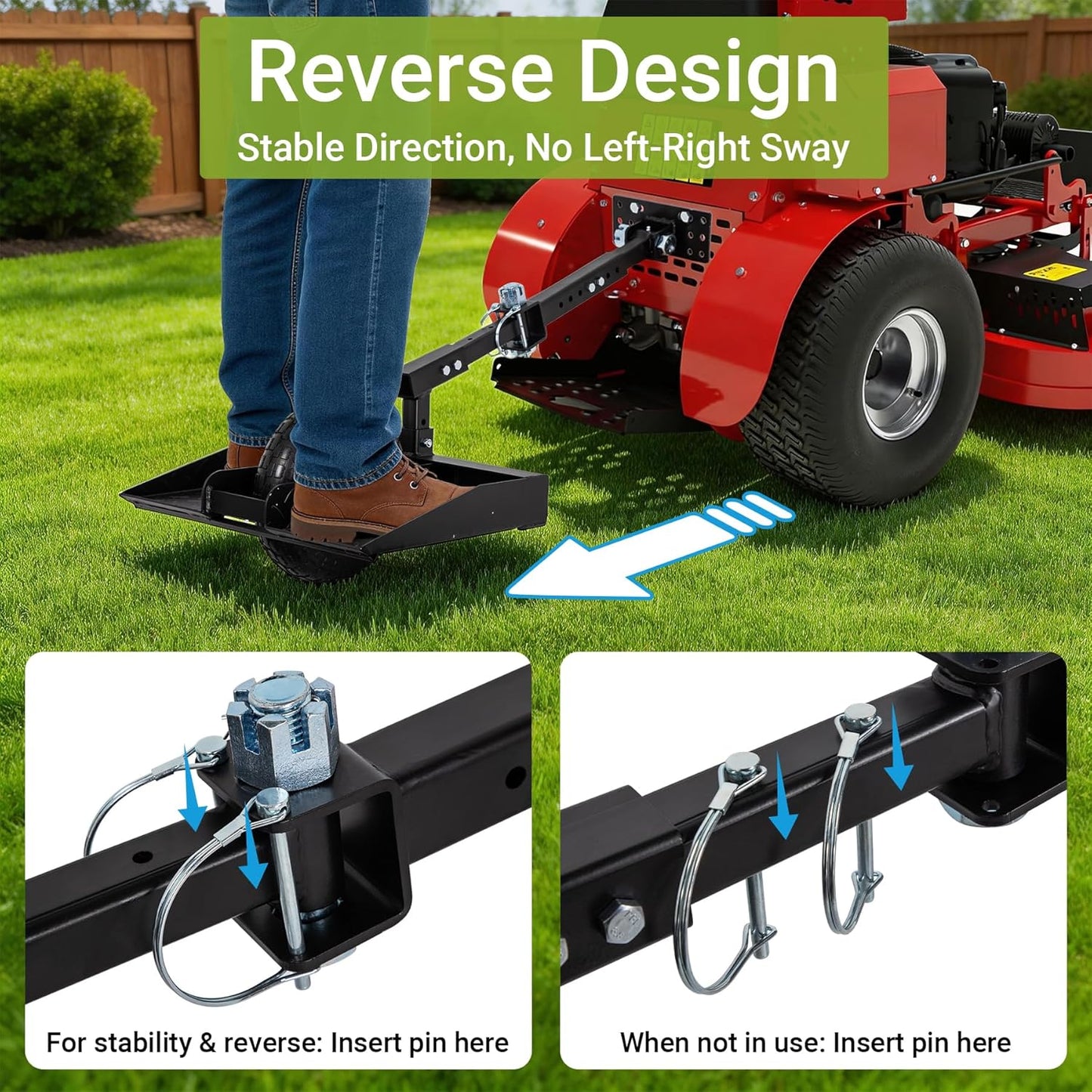 Lawn Mower Wheel Sulky, Walk Behind Mower-Sulky, Lawn Trailer with 10" Vacuum Tire for Mower, Easy Forward & Reverse Lawn Mower Trailer, Black