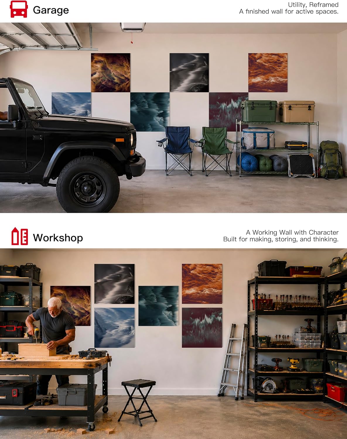 Acoustic Panels for Walls, Sound Absorbing Panels, 23.62 x 23.62 In | Easy Peel & Stick, 6 Pack, For Bedrooms, Studios & Living Rooms, Elemental Terrain 72 x 48 Inches Elemental Terrain