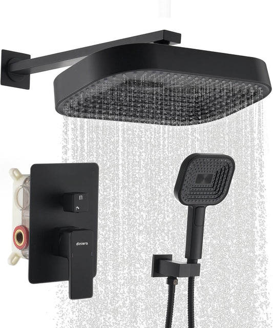 Rainfall Shower System, 12 Inch Shower Faucet Set With Rain Shower Head and Handheld Spray Combo,Luxury Wall Mounted