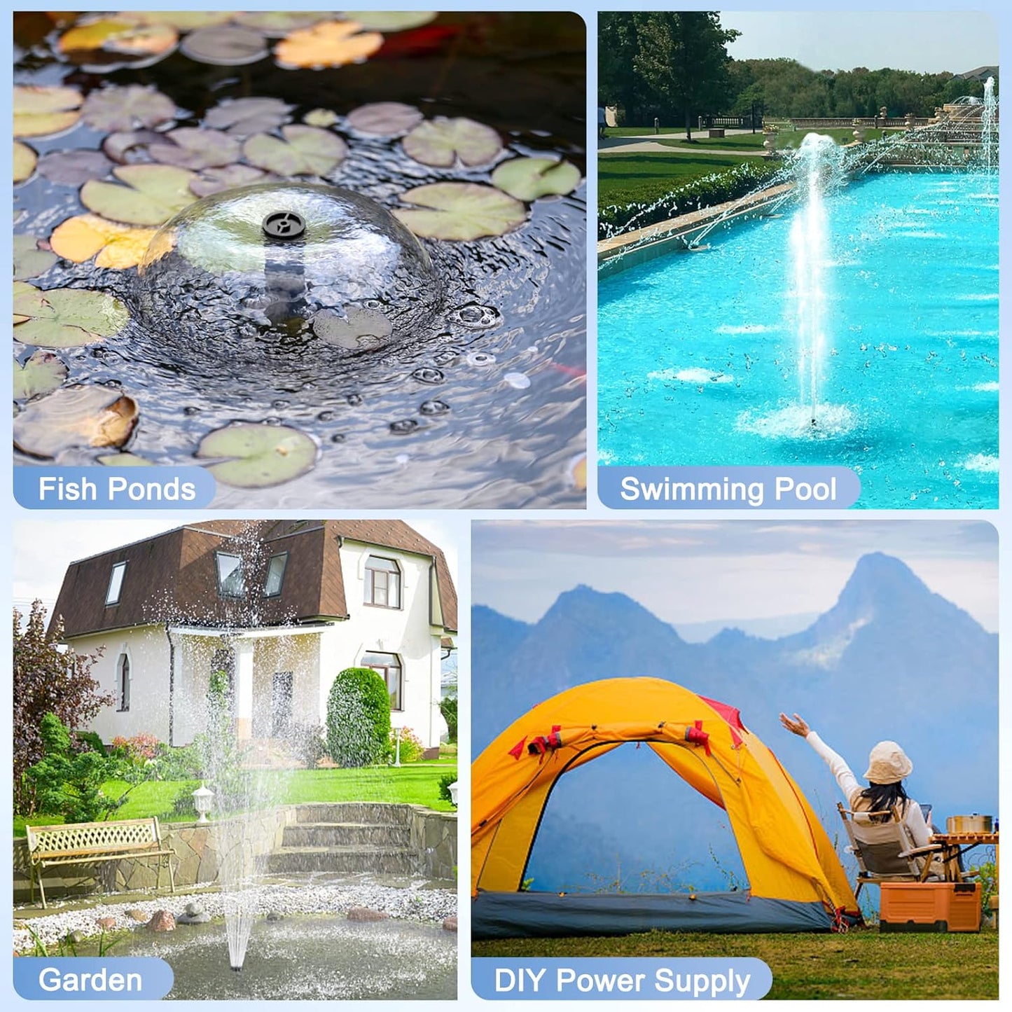 Antfraer 25W Solar Pond Pump, Solar Water Fountain Pump with 410GPH Adjustable Flow, Solar Water Pump with 7 Nozzles, 6.6ft Tubing, Dry Run Protection for Garden, Ponds, Waterfall, Fountain 25W Solar Pond Fountain