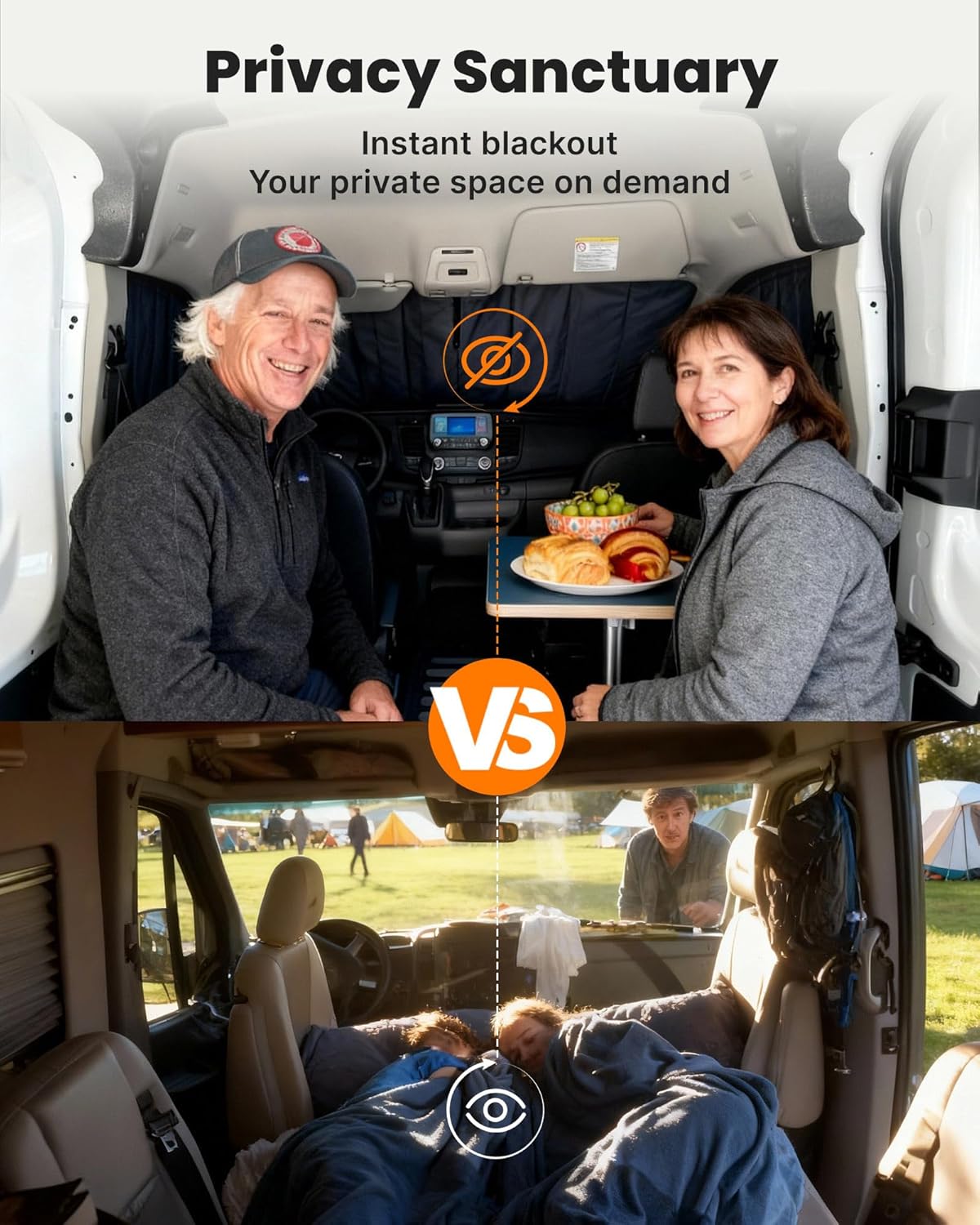 MELIPRON Magnetic Van Window Covers Fit for Mercedes Benz Sprinter NCV3 2007-2018, Blackout Privacy & Thermal Insulation Side Shades for Van Life & Camping, Custom Fit, Easy Install, Gray (Pair)