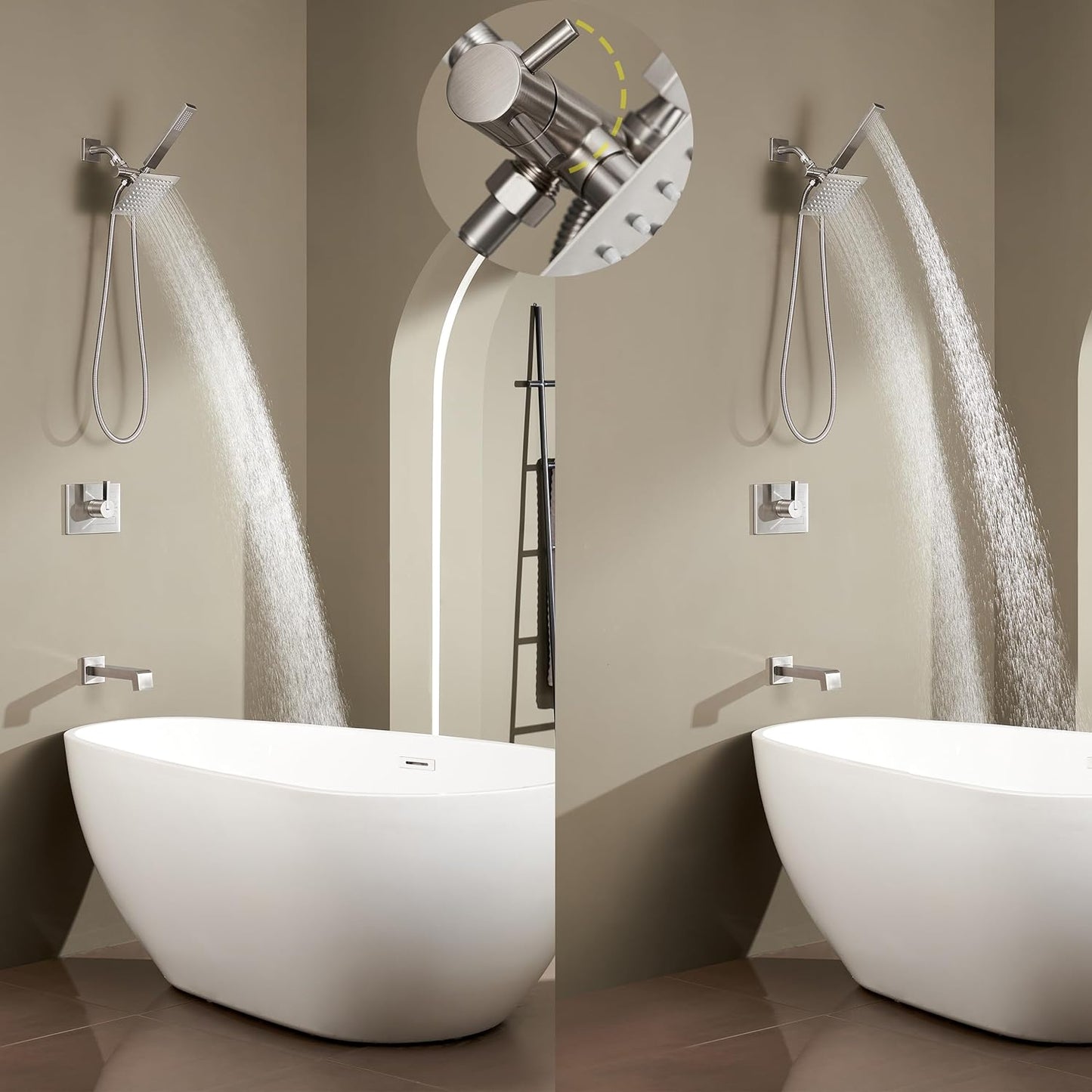 Tub and Shower Faucet Set Dual Shower Heads with Handheld Spray Combo and Tub Spout