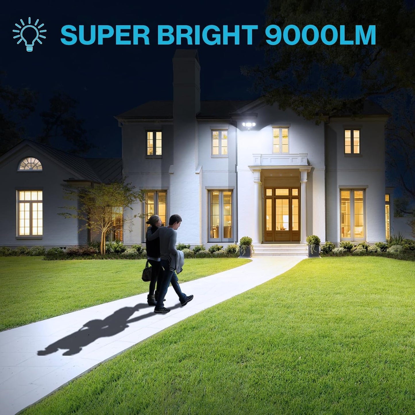 100W LED Security Light Motion Sensor Outdoor White Light, 2 Pack, 9000LM Super Bright