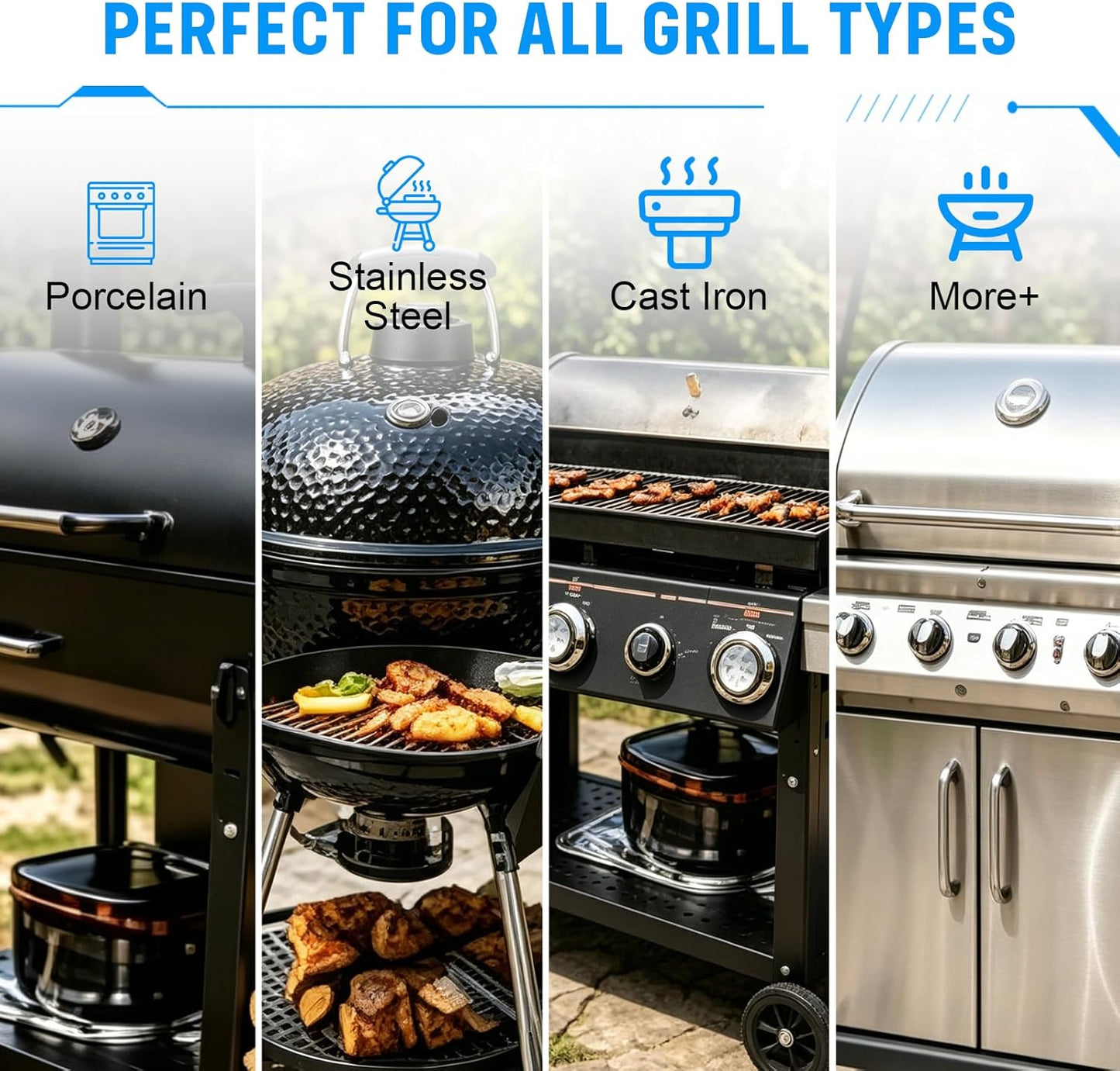 Electric Grill Brush, 350 RPM BBQ Grill Cleaner with Dual Cleaning Heads, Black, 2600mAh Rechargeable Power Grill Scrubber for Outdoor Flat Top, Cast Iron, Barbecue Grates, Black