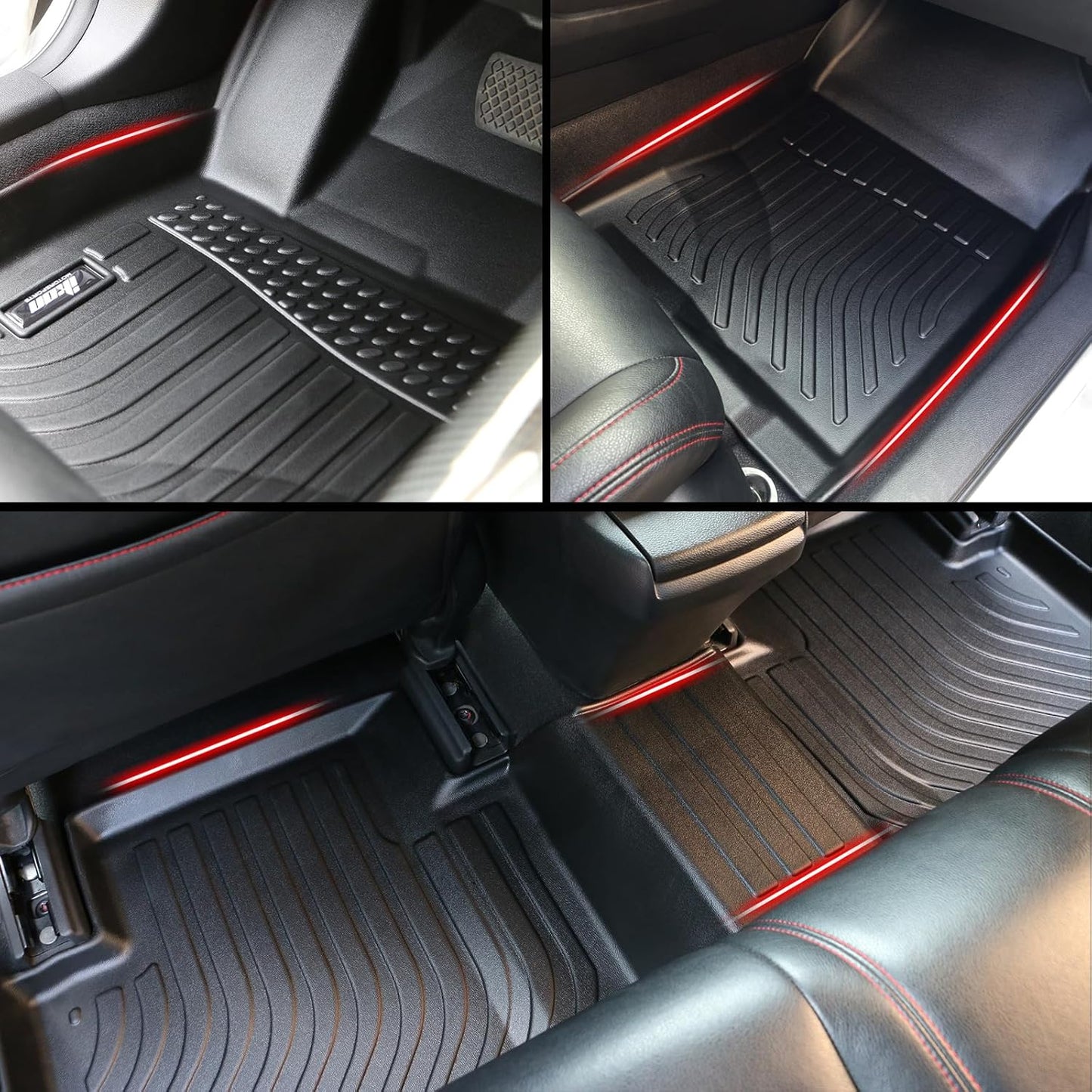 3D TPE Floor Mats, Compatible with 2017-2023 Chevrolet Bolt EV, All Weather Waterproof Anti-Slip Floor Liners, Front & 2nd Row Full Set Car Interior Accessories, Black