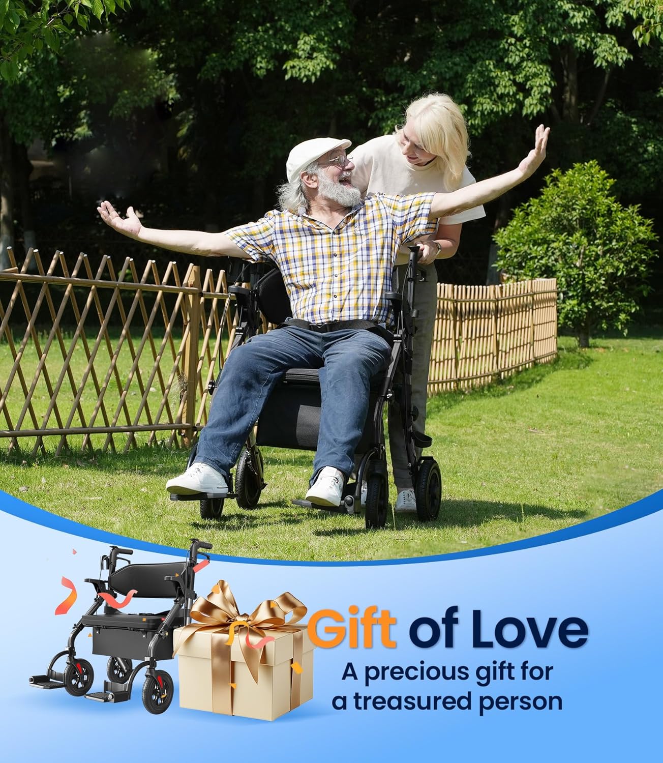 Walkers for Seniors Z59, 2 in 1 Walker Wheelchair Combo, 400 LBS Weight Capacity, 10" All Terrain Rollator with Cup Holder