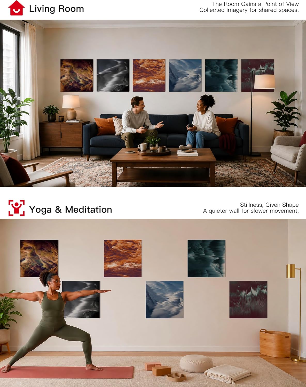 Acoustic Panels for Walls, Sound Absorbing Panels, 23.62 x 23.62 In | Easy Peel & Stick, 6 Pack, For Bedrooms, Studios & Living Rooms, Elemental Terrain 72 x 48 Inches Elemental Terrain
