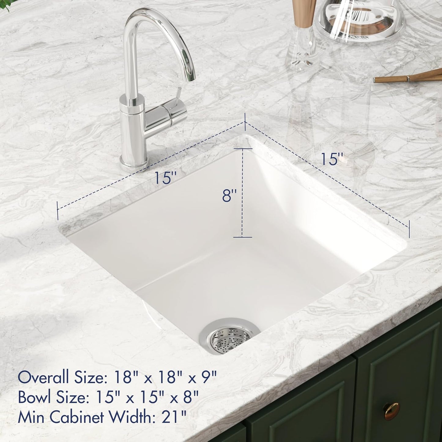 Dual Mount Kitchen Sink, Eridanus 24" x 18.5" Dual Mount Sink 18 Inch Wet Bar Sink, Prep Sink