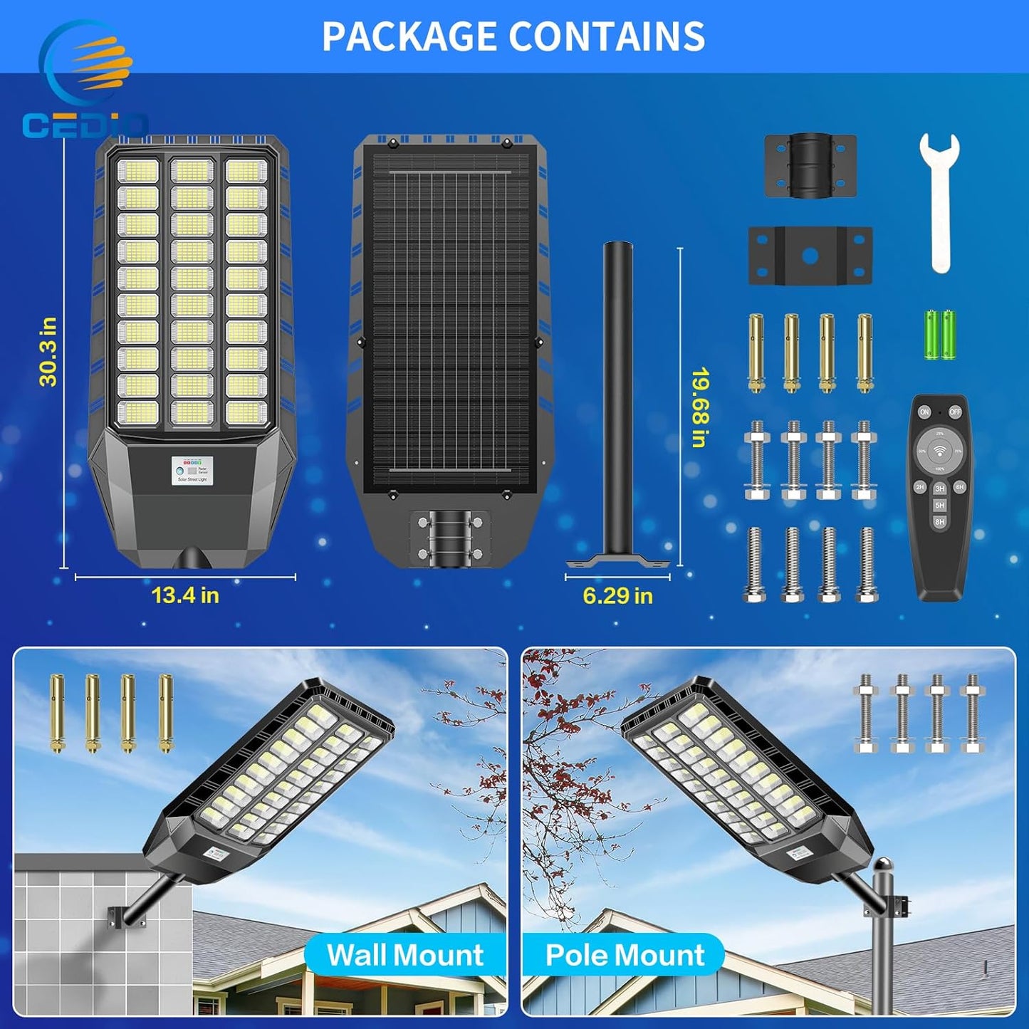 6000W Solar Street Lights Outdoor Waterproof, Solar Parking Lot Lights 420000 Lumens LED Commercial Grade Solar Lights, Dusk to Dawn Solar Flood