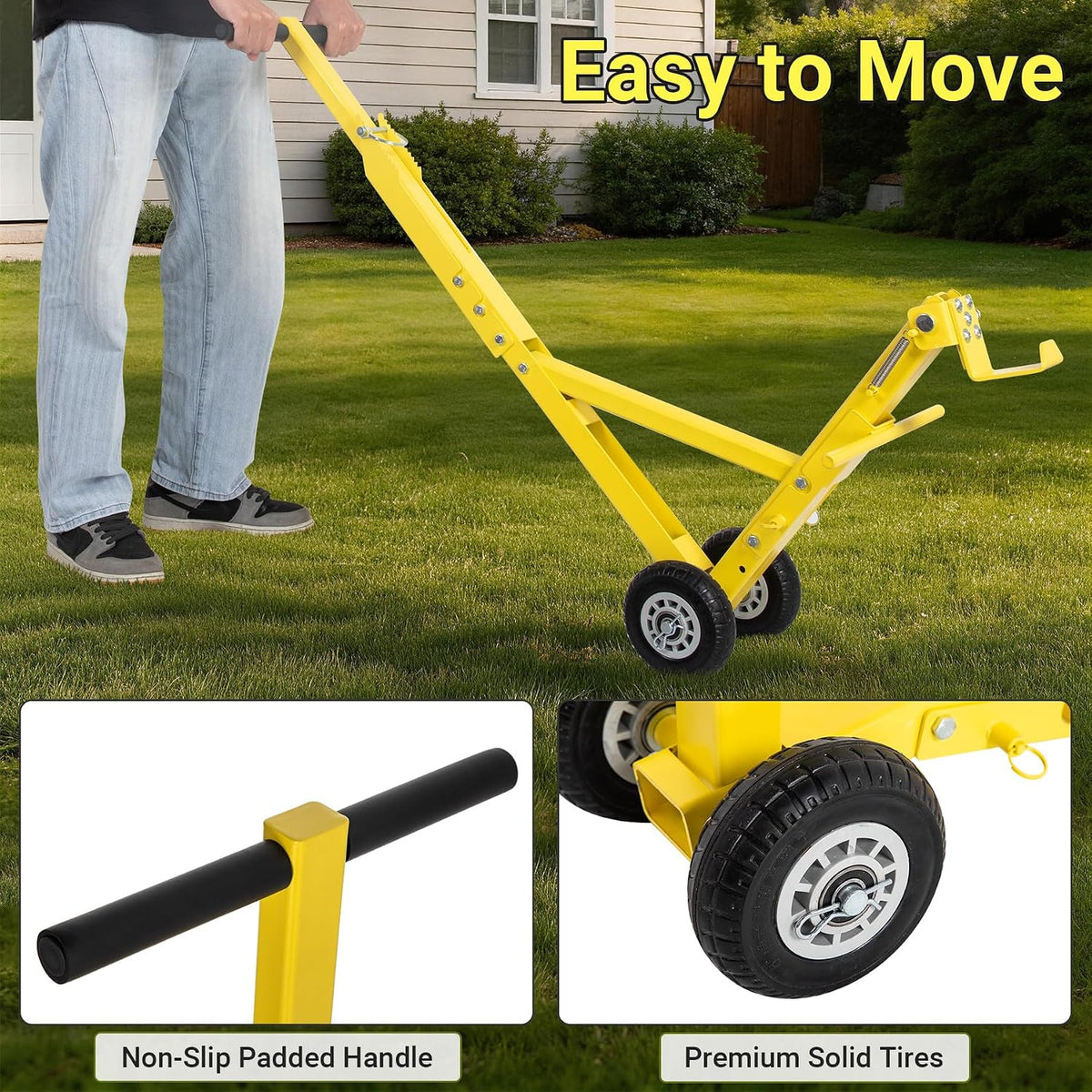 Lawn Mower Jack 800LBS, Zero Turn Mower Jack Lift w/Wheels yellow