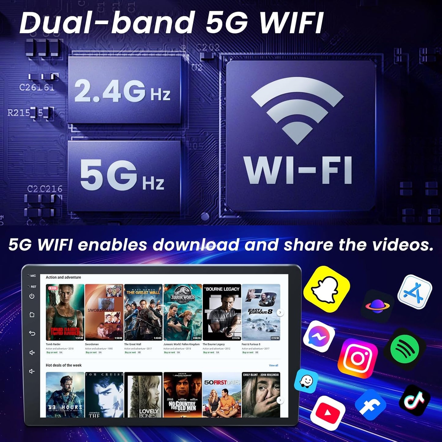 4Core 64ROM Car Radio for Toyota 4Runner 2003-2009,for Tundra 2003-2006,for Sequoia 2003-2007 Stereo Wireless CarPlay Android Auto 7in HD IPS Touchscreen GPS Bluetooth 5.0 Bakcup Camera 5G WiFi 4Core 2G RAM + 64G ROM 7 Inches