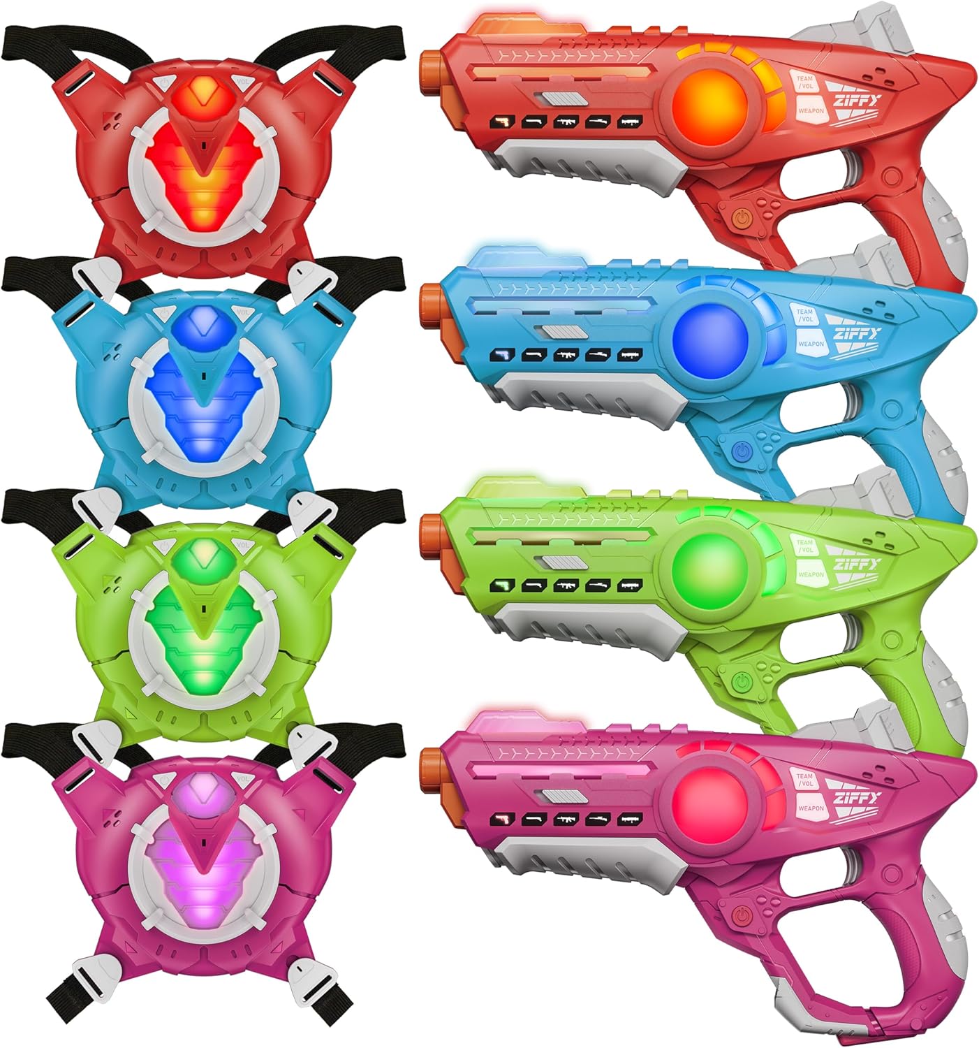 Laser Tag Guns Set of 4 with Vests, Multi-Functional Laser Tag Indoor&Outdoor Family Games, Birthday Gift, Group Activity, Ages 8+(Multi-Color)