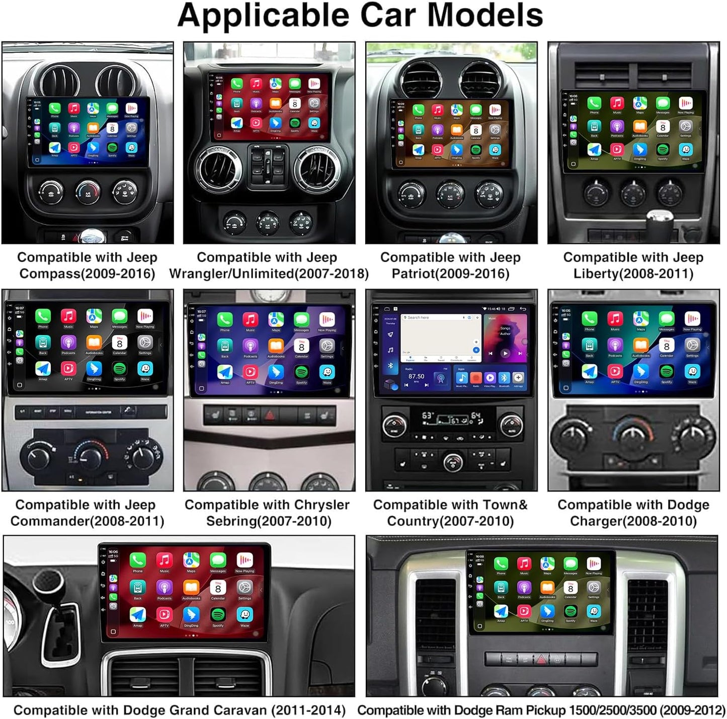 8Core 4+64GB Android 13 Car Radio Stereo for Jeep Wrangler JK Compass Grand Cherokee Dodge Ram, 10.2" QLED HD Touch Screen Head Unit with Carplay/Android Auto/5GHz WiFi/DSP/1080P Backup Camera/AM & FM 10.2'' QLED TOUCHSCREEN