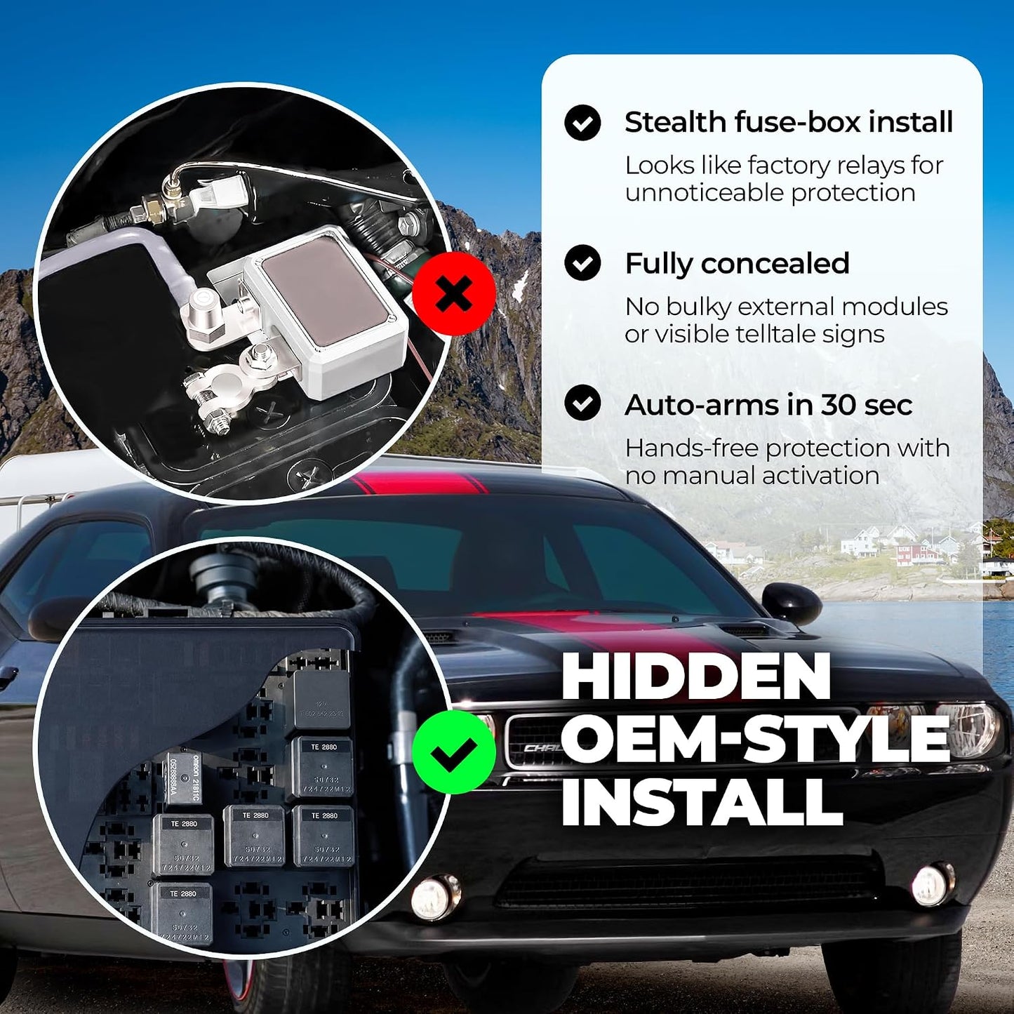 Defender Anti-Theft Intelligent Kill Switch Immobilizer for 2011-2023 Dodge Charger & 2015-2023 Dodge Challenger - Remote-Controlled Engine Disabler (2011-2023 Charger & 2015-2023 Challenger)