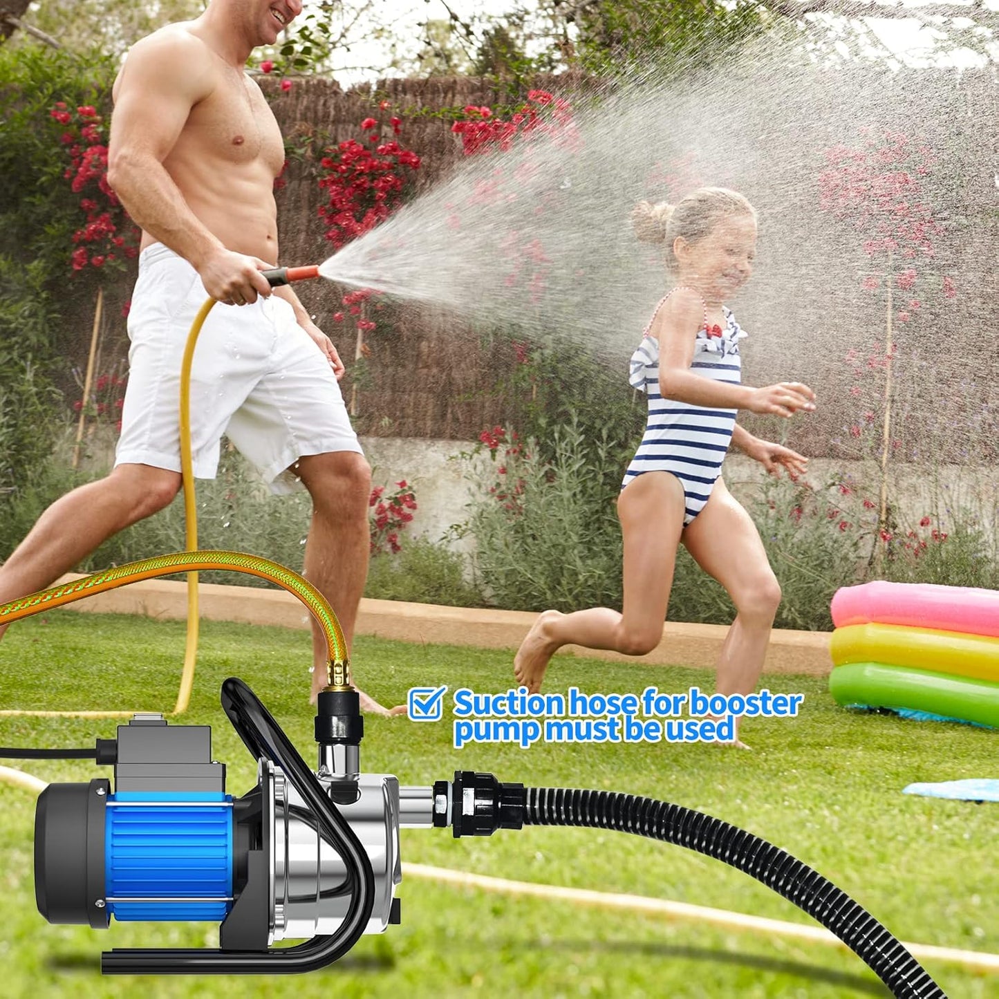 PANRANO stainless steel water pump Booster pump with accessories for pool pond drainage