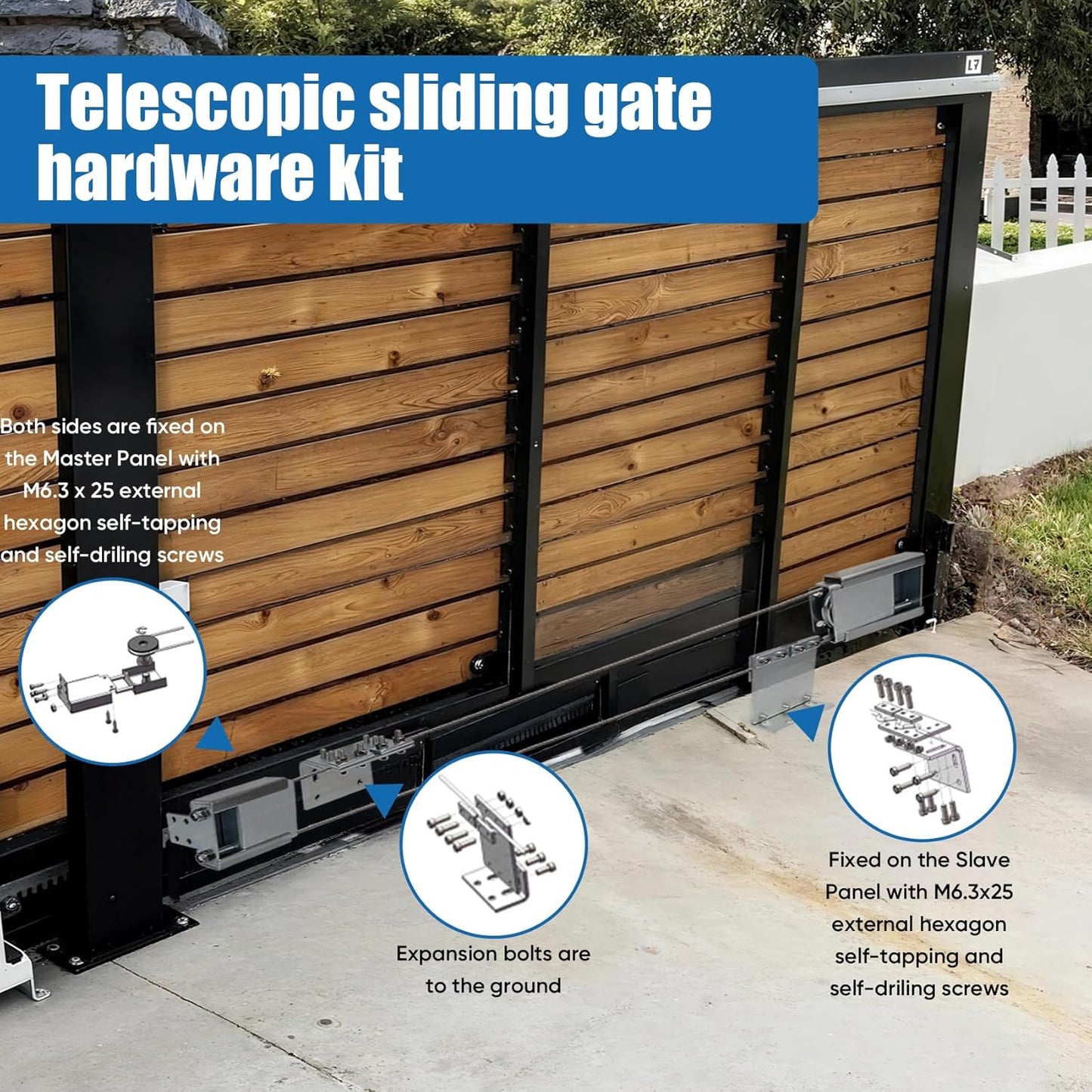 Heavy Duty Telescopic Sliding Gate Opener Hardware Metal