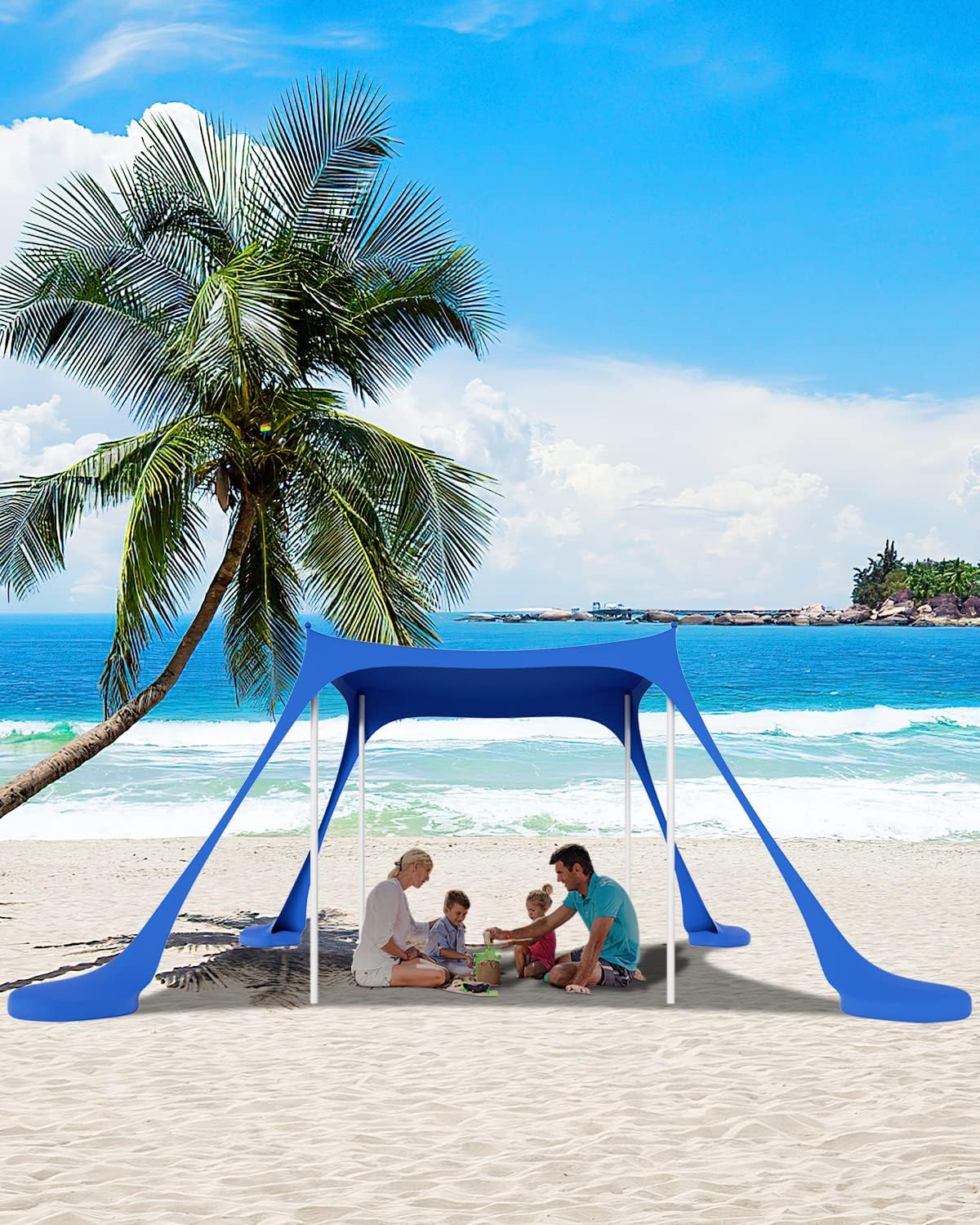 Fuairmee Beach Tent Sun Shelter, 10x10FT Beach Tent Sun Shade Canopy UPF 50+ UV Protection, Easy Set Up Pop Up Outdoor Shade with Portable Carrying