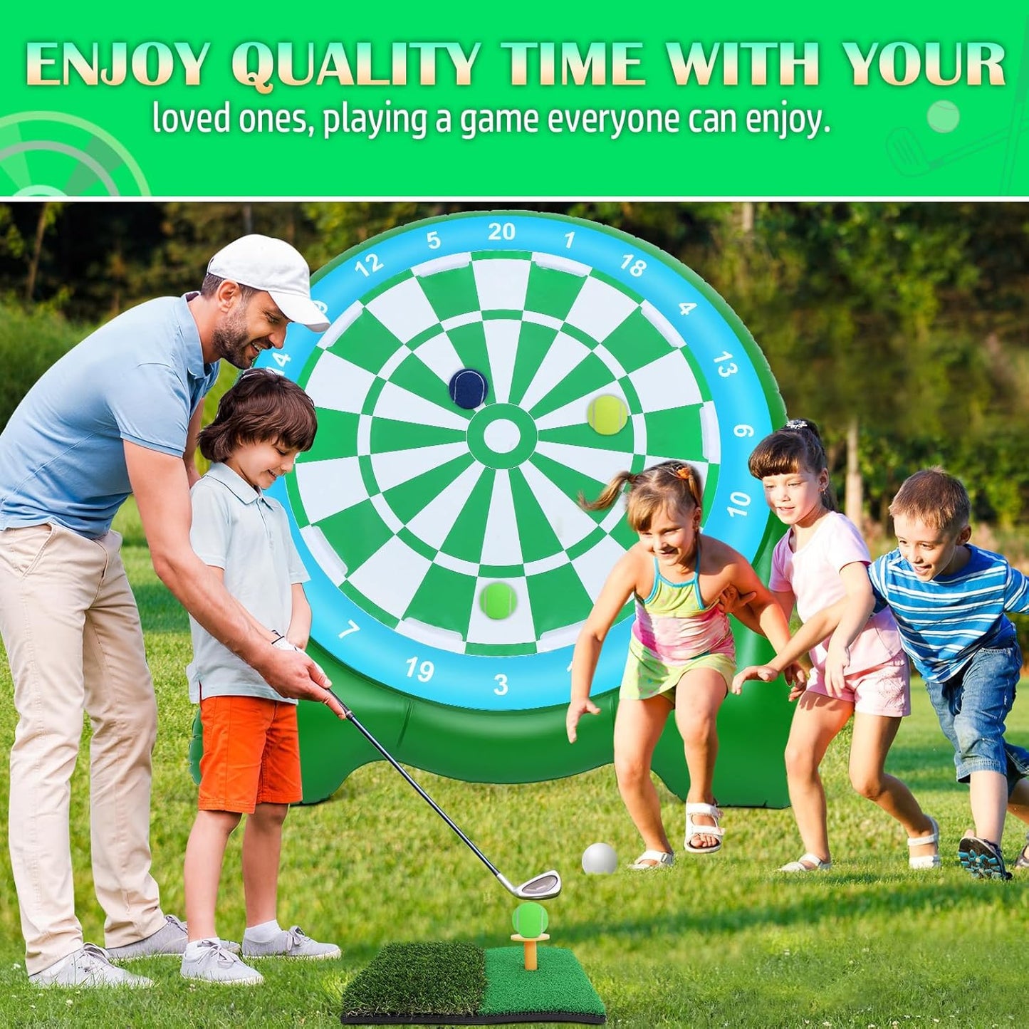 Innovative Bucket Golf Games, Giant Darts with Over 10 Golf Games, Oversized Backyard Golf Game with Air Pump, Portable Yard Games for Adults, Out