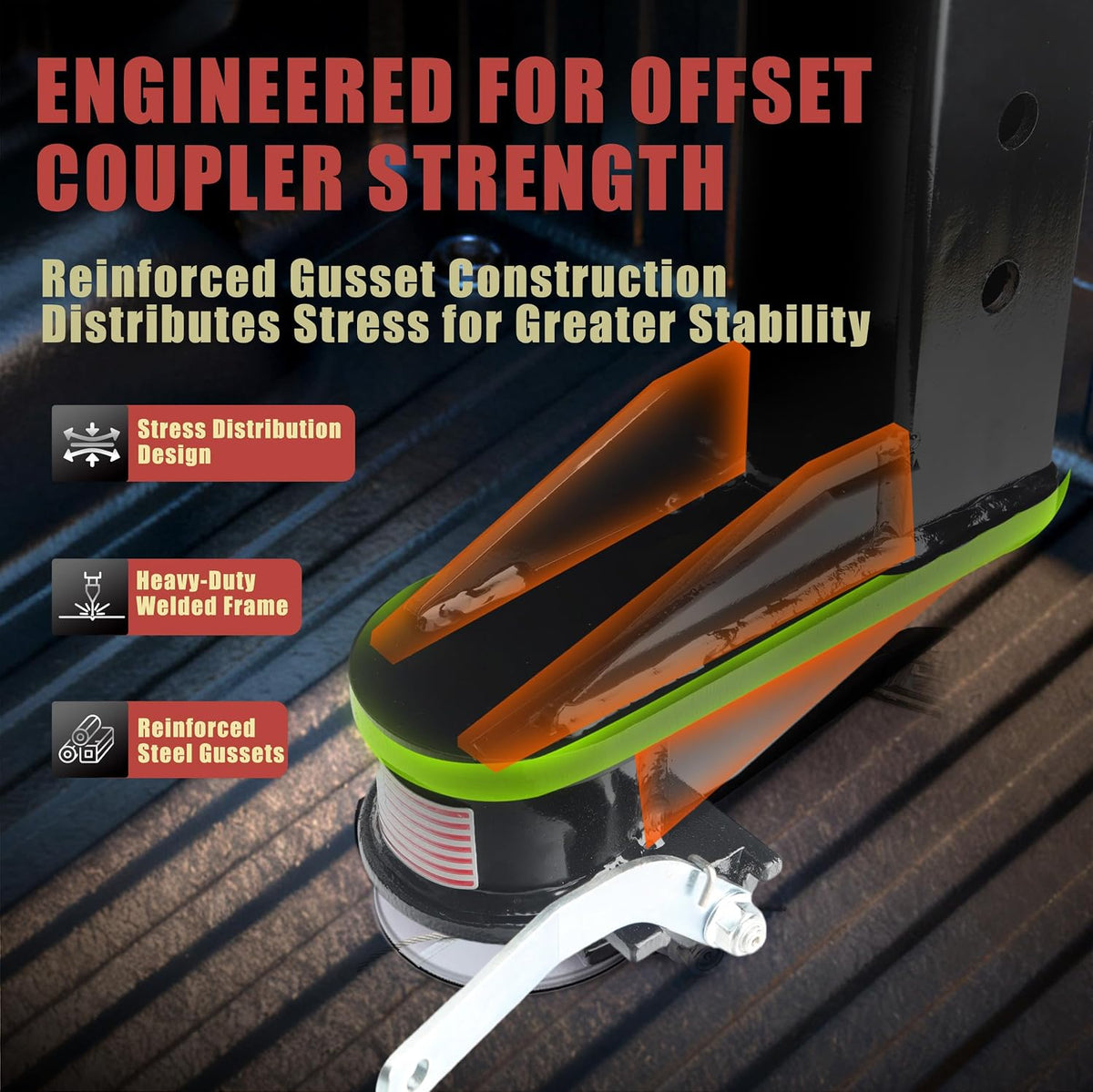 30K Adjustable 8 Inch Offset Gooseneck Trailer Coupler Square