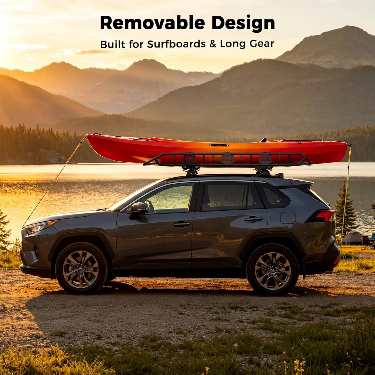 CAMMOO 64"x39" Roof Rack Basket, Removable Fairing & Support Bars for Kayaks/Long Gear, 20 Cu.Ft Waterproof Soft Bag+Lock+Net+Strap–200Lbs Capacity Car Roof Cargo Carrier for SUV Truck Camping
