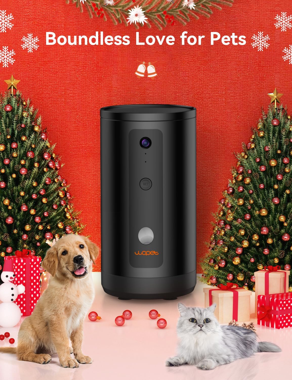 WOPET D100 5G WiFi Dog Camera, 300 Rotating Pet Camera Treat Dispenser with 165 Wide Angle View for Phone App Monitor Pets, 1080P HD, 2-Way Audio,