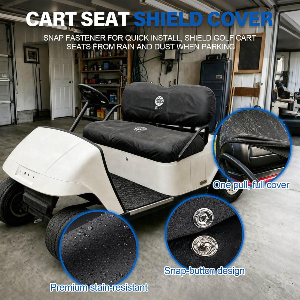 NOKINS Golf Cart Premium Seat Fits EZGO TXT 1994-Up/RXV 2008-Up Black Fits EZGO TXT/RXV