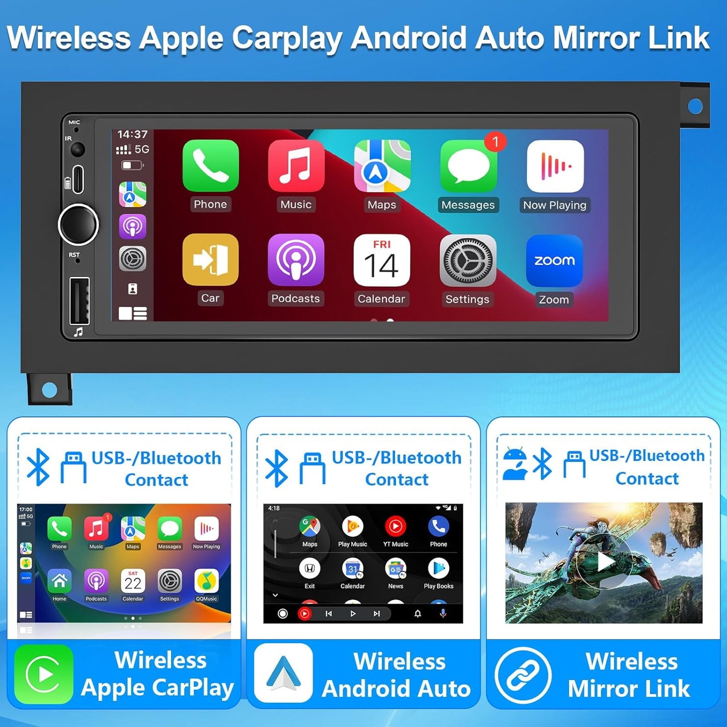 Plug&Play Car Stereo for Dodge Ram 1994-2001 /Dakota1987-2000 /Caravan 1984-2000 / Pickup D150 D250 D350 1984-1993/Town&Country 1990-2000/Grand Cherokee 1993-1998 Wireless CarPlay&Android Auto AM/FM