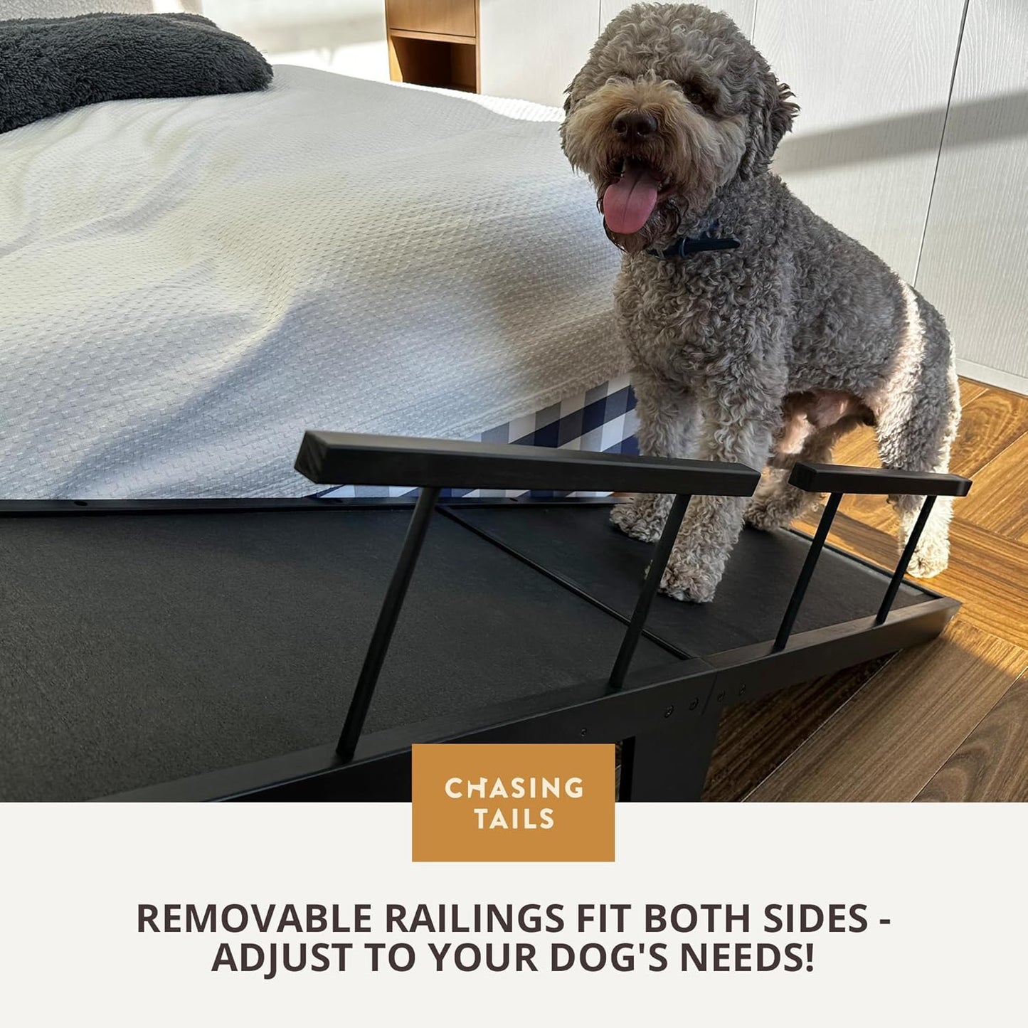 Chasing Tails Dog Ramps for Large Dogs - Supports up to 200 lbs. - 25 Inch Height Wooden Dog Ramp, Wide, Sturdy Ramp for Dogs