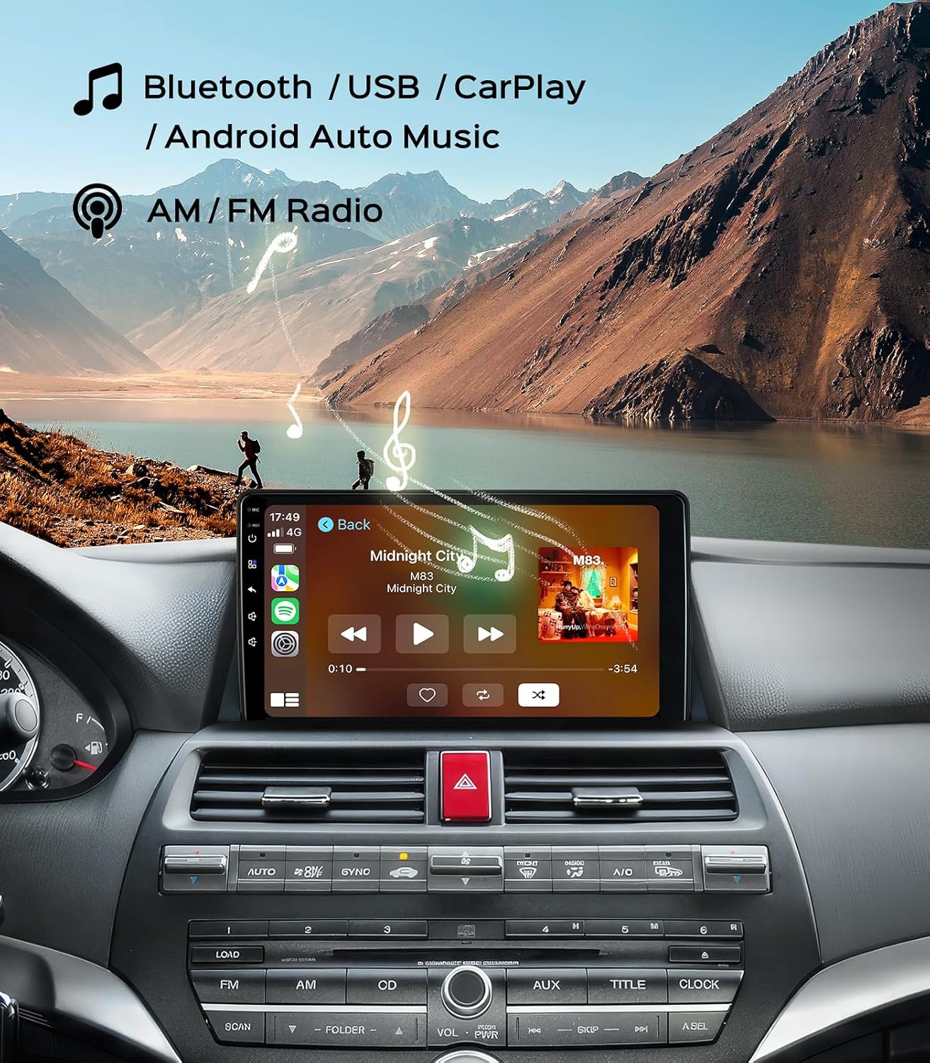 AINAVI 10.2 Inch Car Radio Stereo for Honda Accord 8th 2008-2013 Upgrade 2G+64G IPS HD Touch Screen Wireless CarPlay Android Auto/GPS/SWC/Bluetooth/HD Backup Camera