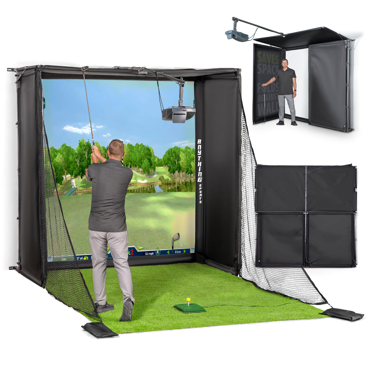 Fold Up Golf Simulator Enclosure 11' x 8'4 x 5'