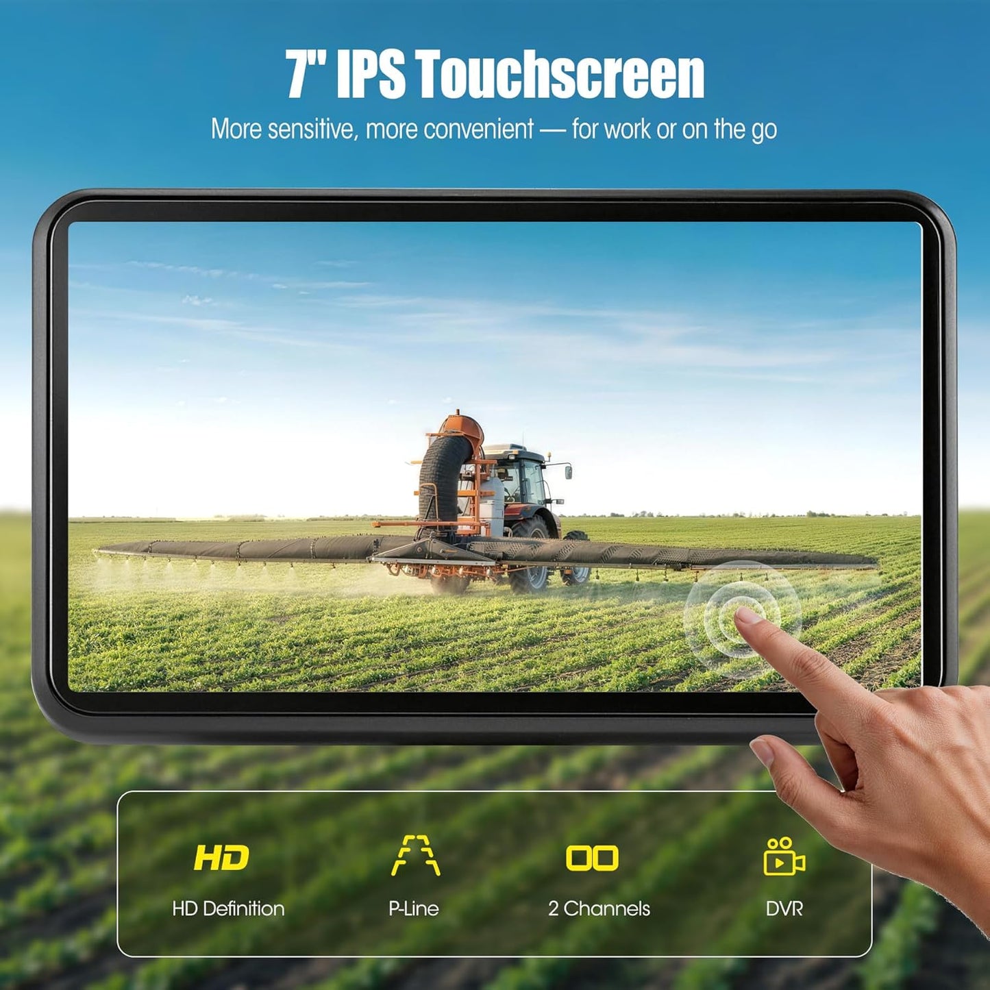 1080P 7.01" Wired Backup Camera System, DVR IPS Touchscreen with IP69K Water/Dust Proof Rear Camera, Vibration-Proof 20G for Skid Steer, Tractor, Truck, Heavy Equipment, AYT101