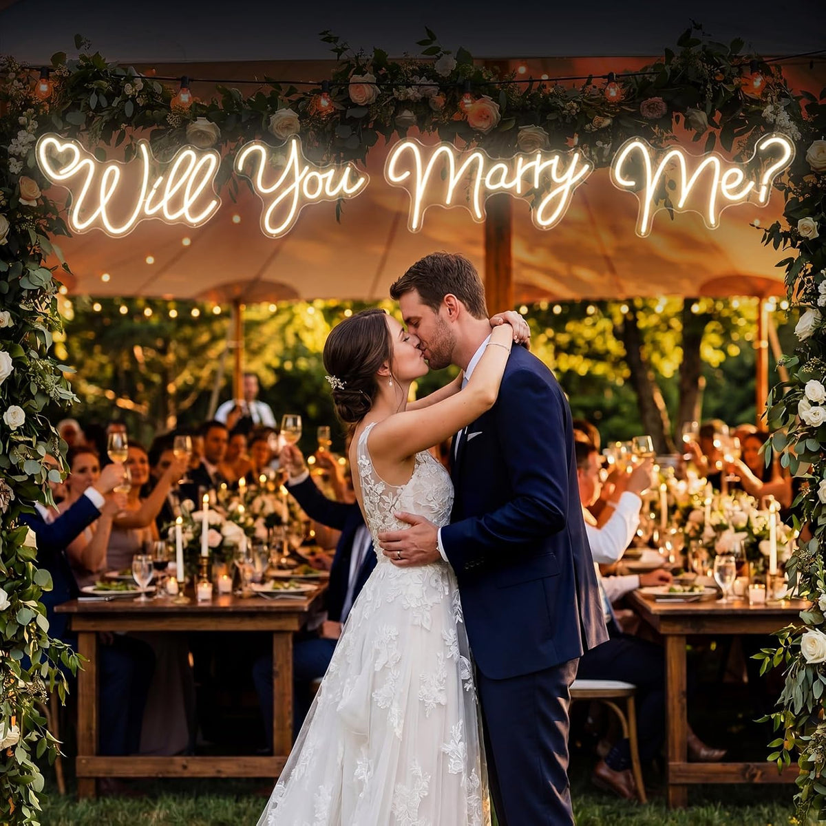 Will You Marry Me Neon Sign, Large 4-Piece LED Neon Light, 85.5 x 11.6 in