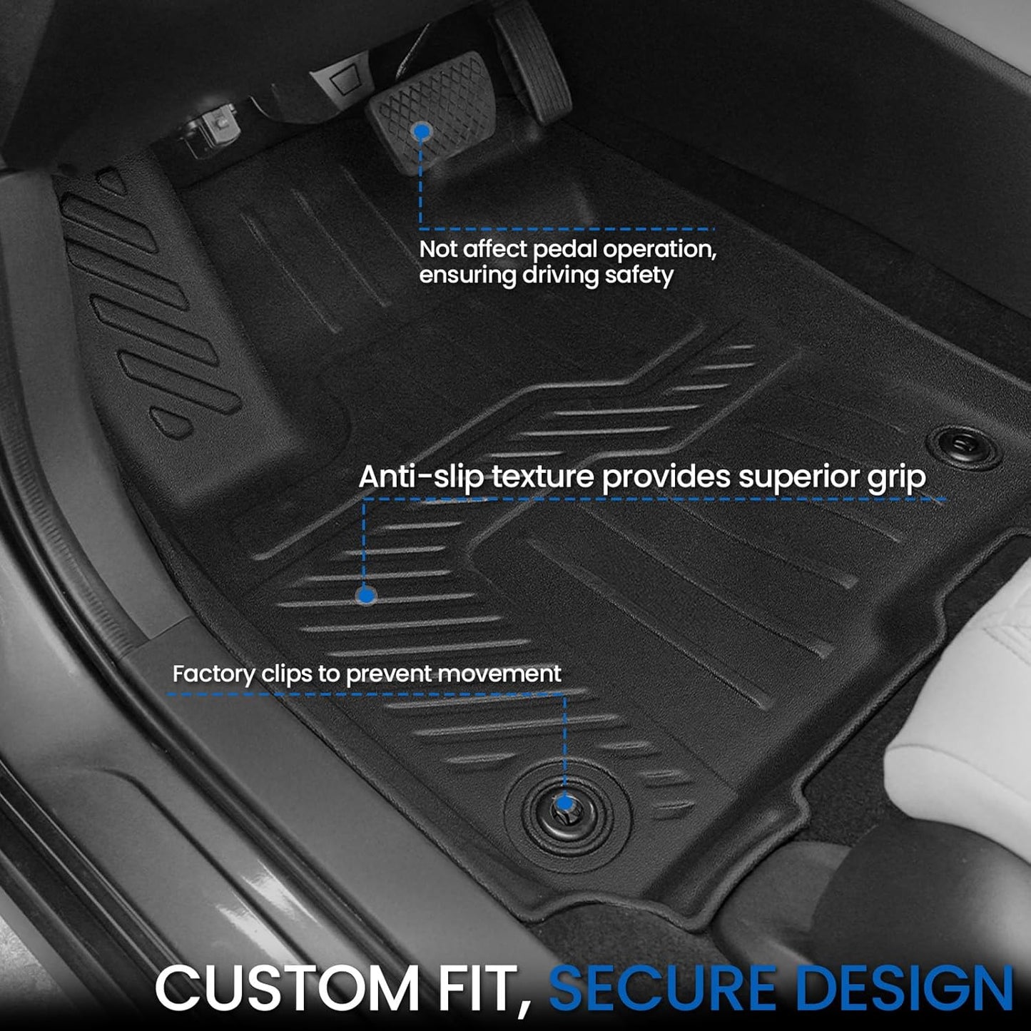 Floor Mats Set for 2023-2025 2026 Honda HR-V, All Weather TPE Backrest Mat Trunk Mat Cargo Liner Door Sill Guards Accessories for HRV (Floor Mats Set)