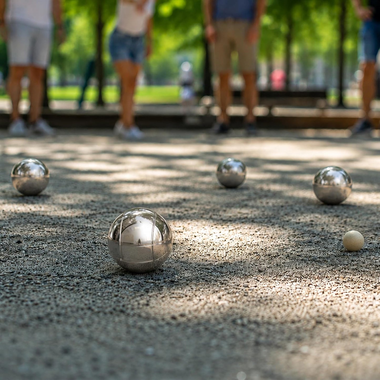 MR 73mm Metal Silver Bocce Ball Set with Carry Bag | 8 Metal Bocce Balls, Pallino Jack & Measuring Rope; Oxford Carry Bag; Lawn Beach Backyard Outdoor Game Kit