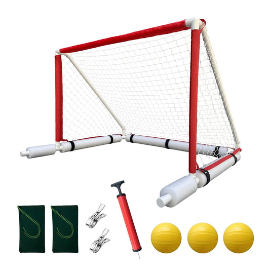 Floating Water Polo Goal Set, 4FT x 2.6FT Pool Net Includes 1 Goal and 3 Balls, Summer Backyard Pool Game for Teens 12+, Adults