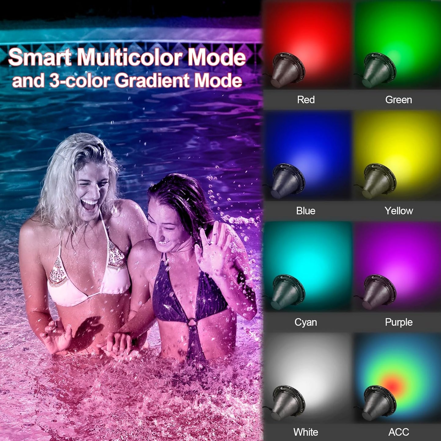SH101300 Led Pool Lights for Inground Pool 10 inch RGB Color with Remote Controller, 50FT DC 12V Underwater Pool Light for 10" Wet Niche, Replaceme