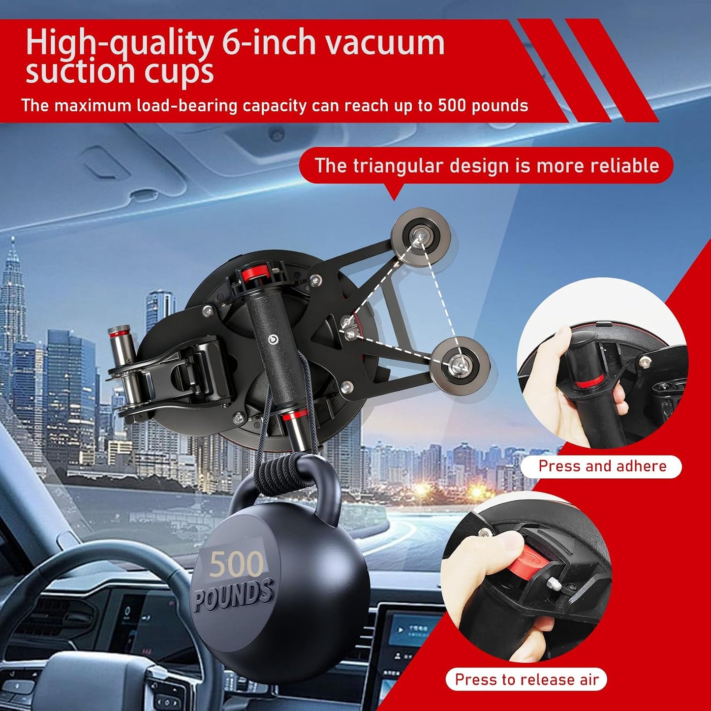 Auto Windshield Removal Tool Kit, 6 Inch Suction Cup, Dual Cutting System