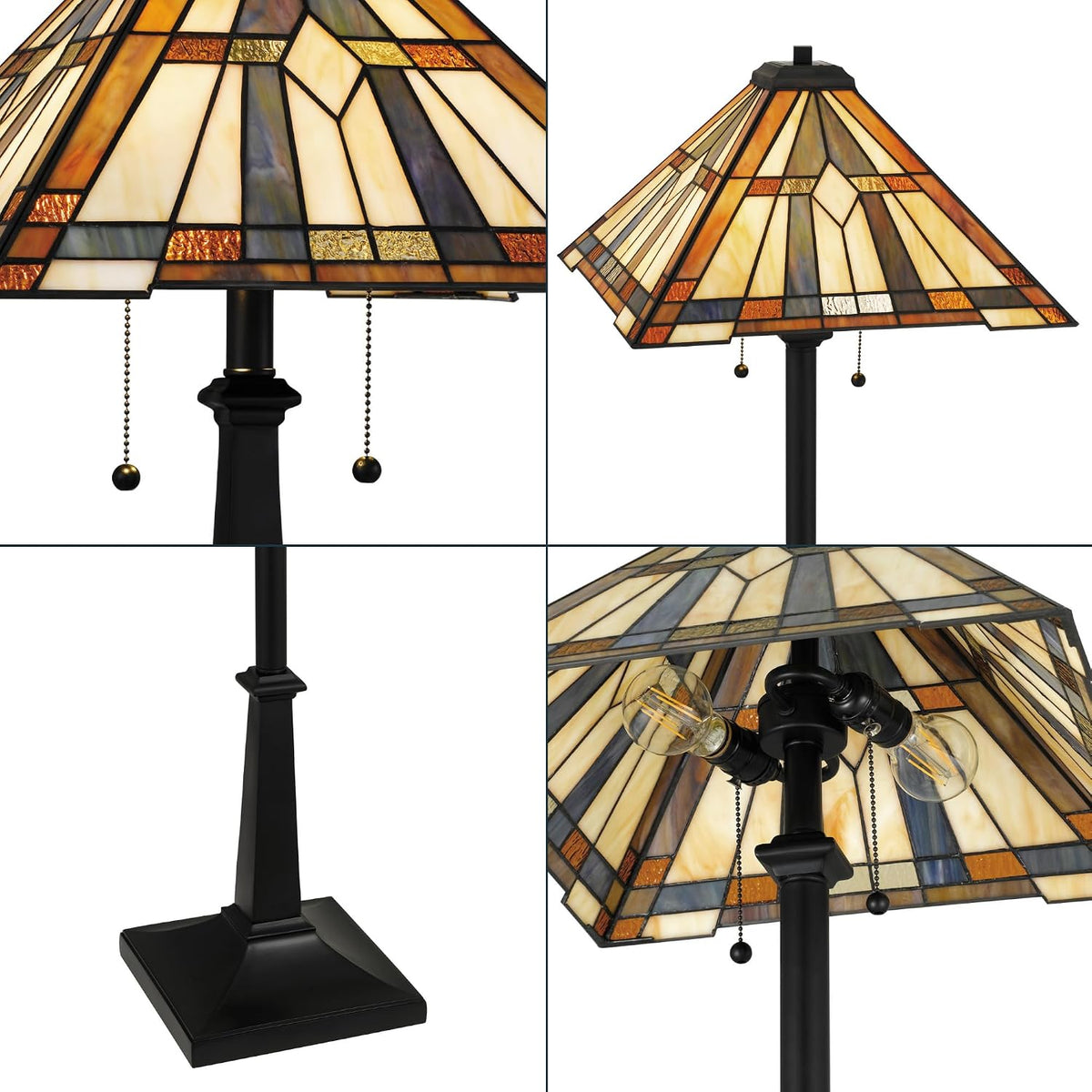 Quoizel Winchester 62" Matte Black Tiffany-Style Floor Lamp