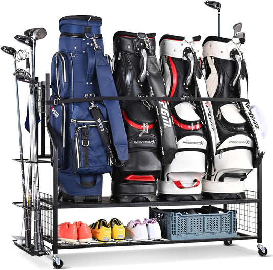 4 Golf Bag Storage Organizer, Extra Large Golf Storage Stand for Golf Bag and Accessories