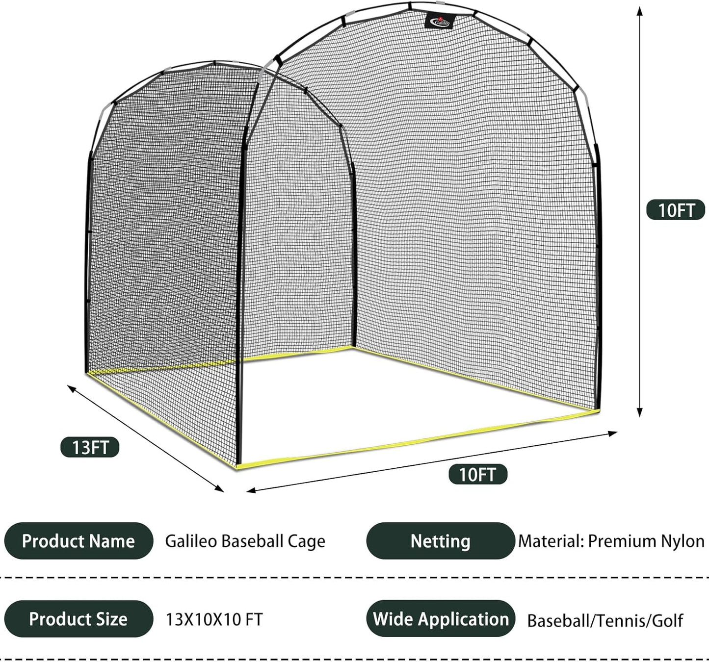 Portable Outdoor Softball Baseball Batting Hitting Cages with Frame and Net for Home Backyard Accessories Heavy Duty Portable Batting Cage for Garage