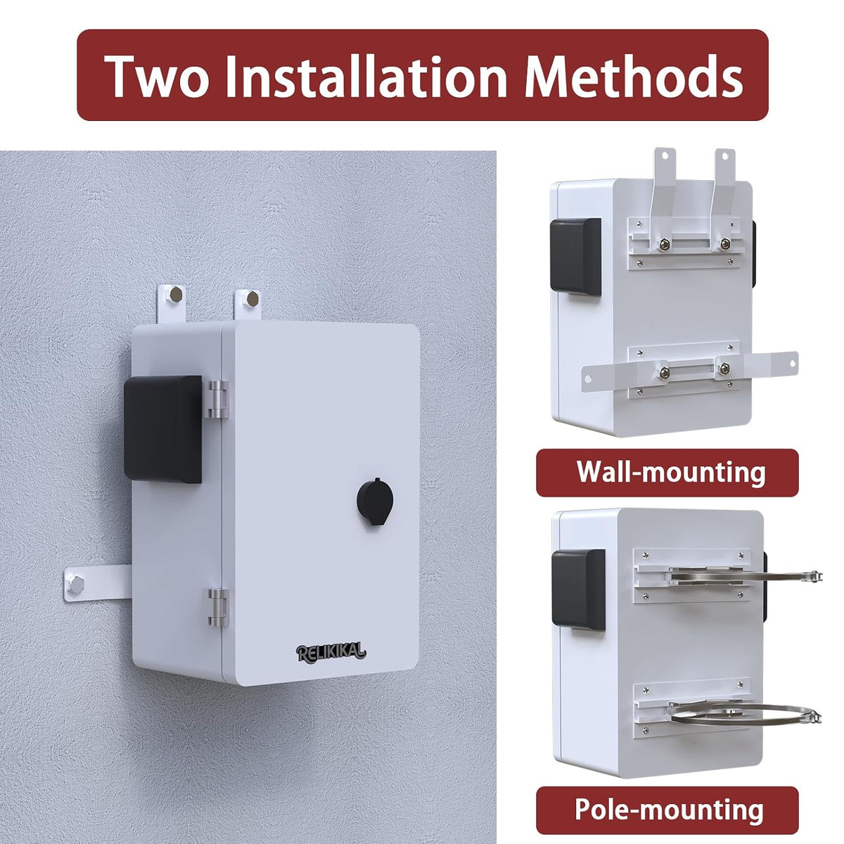 Weatherproof Steel Electrical Enclosure Box with Wall & Pole Mount 8x12x6
