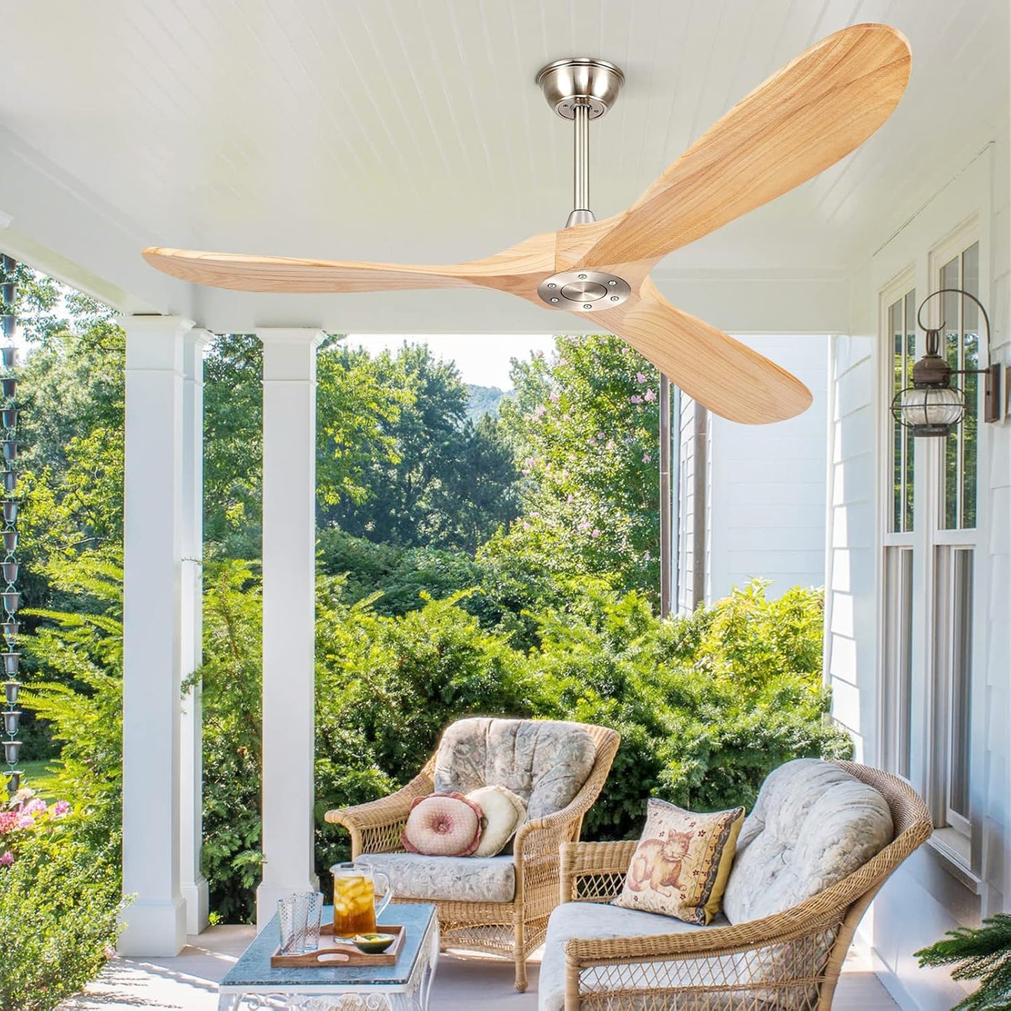 52' Ceiling Fans without Lights, Solid Wood Ceiling Fan with Remote Control No Light, Modern Ceiling Fan with 3 Blades