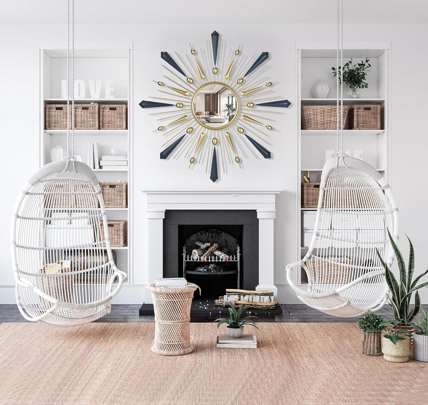 Sun Mirror, Gold Sunburst Mirror, Sunburst Wall Decor Sun Mirror Wall Decor 27.5'