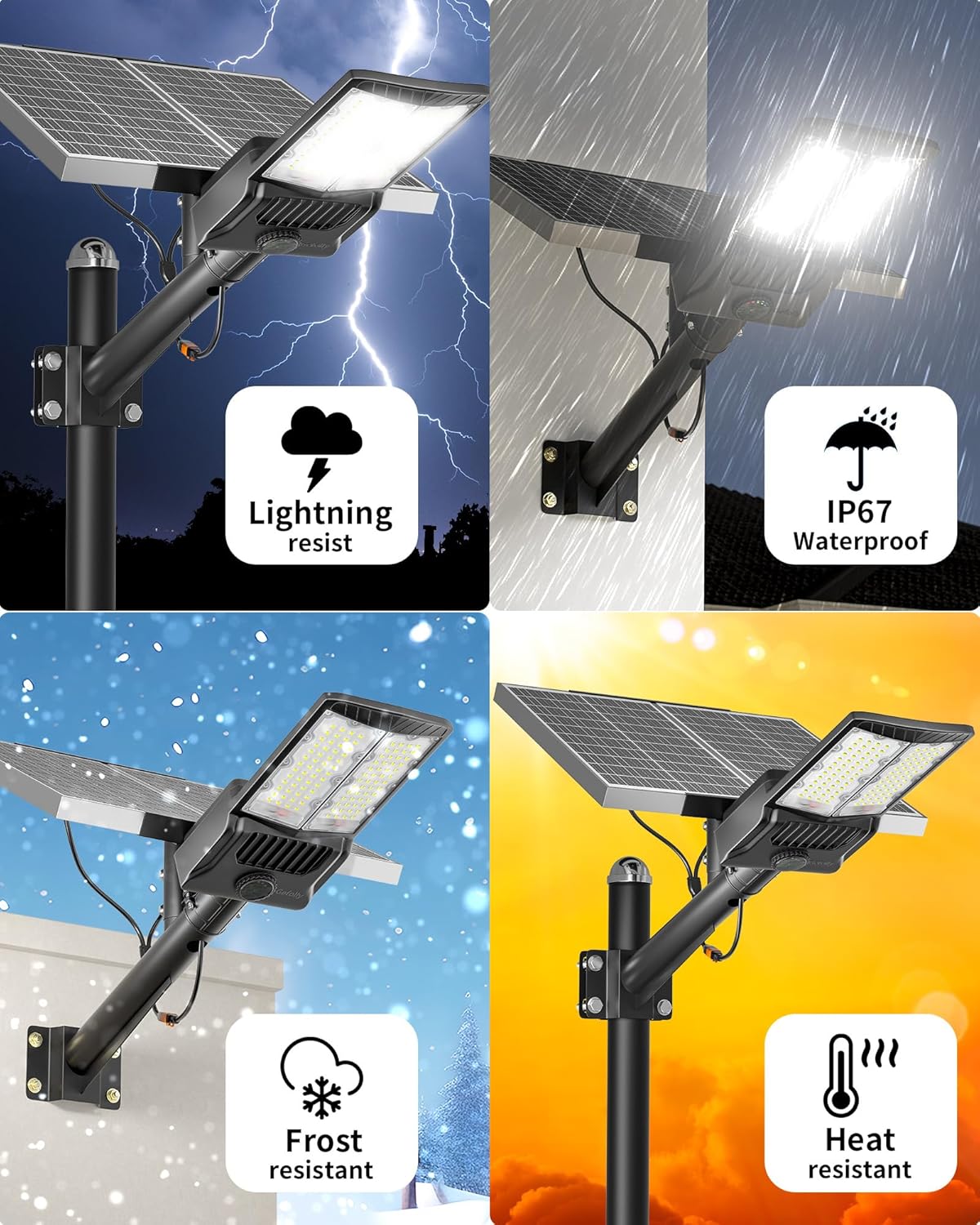 SL-7000W Solar Street Lights Outdoor, 600000LM Commercial Parking Lot Light Dusk to Dawn IP67 Waterproof 6500K Solar Security Flood Lights with Motio