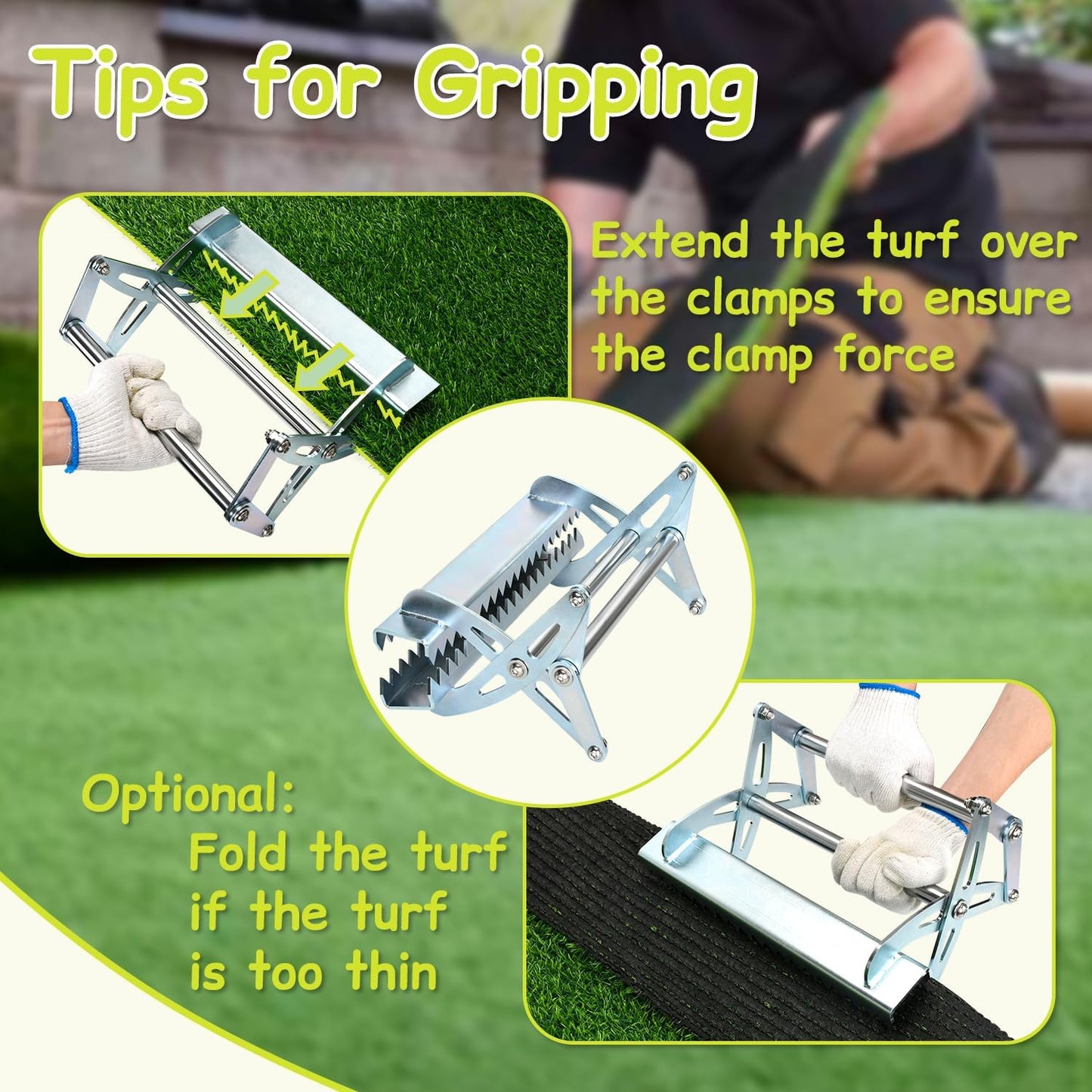 TOPOWN Artificial Lawn Installation Tool Turf Gripper Heavy-Duty, Synthetic Turf Gripper Artificial Grass Installation Tool Grass Gripper, Quick-Use for Scoccer Field, Golf Course, Park, Garden