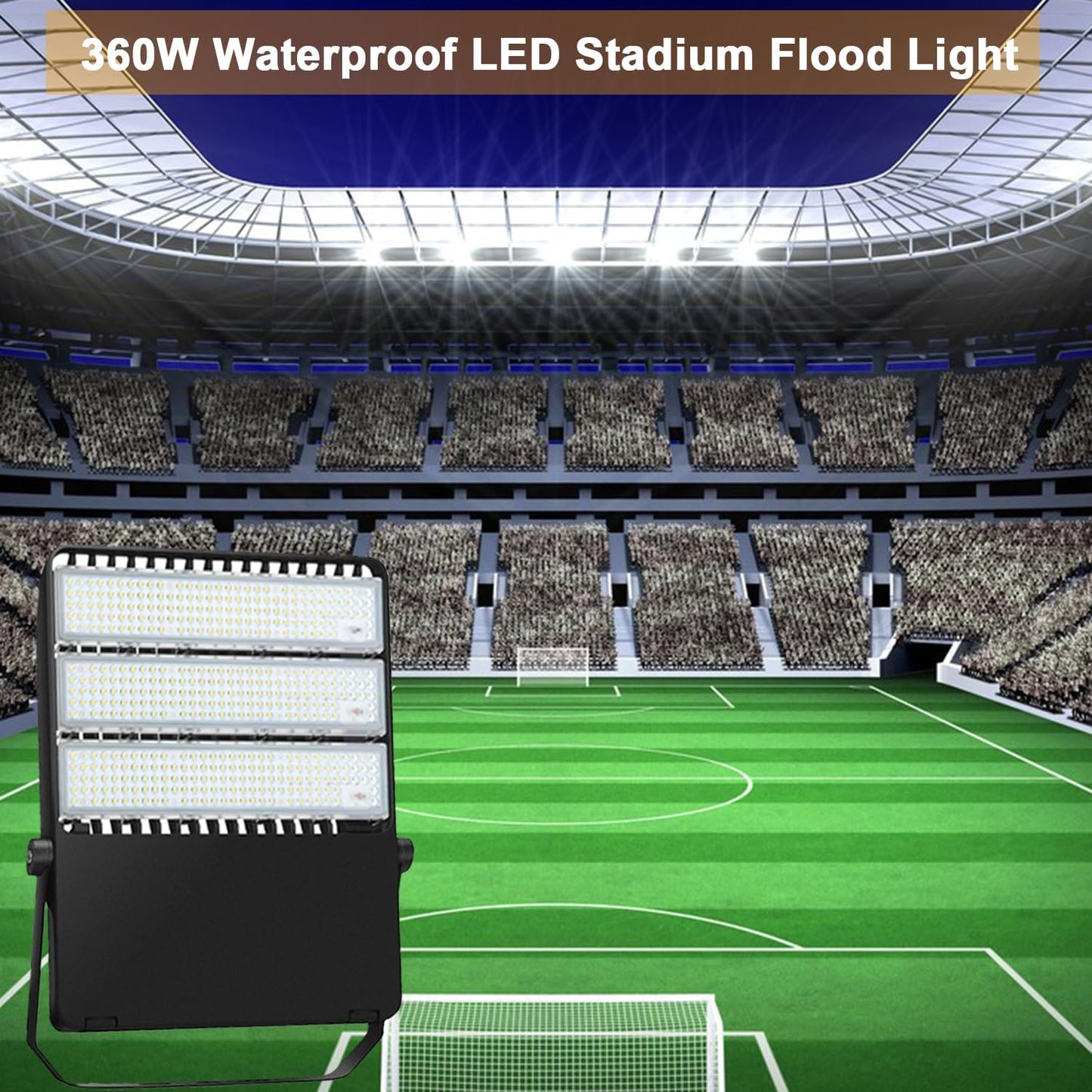 ledmo Outdoor LED Flood Lights 360W Adjustable Mount Stadium Lighting Super Bright 42,000LM 5000K LED Arena Lights Commercial Lighting Fixture for Garage，Yard 2Pack